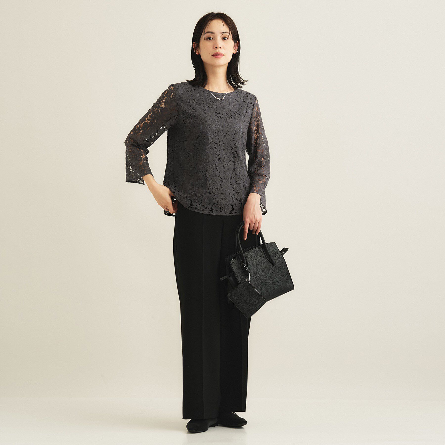 INDIVI「【洗える／セレモニー】フラワーレースブラウス」|シャツ・ブラウス|