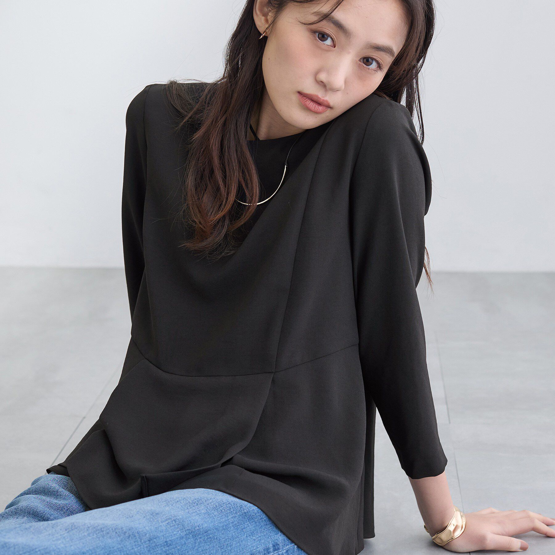 INDIVI「【洗える／UVケア／SETUP可】着る日傘ペプラムブラウス」|シャツ・ブラウス|