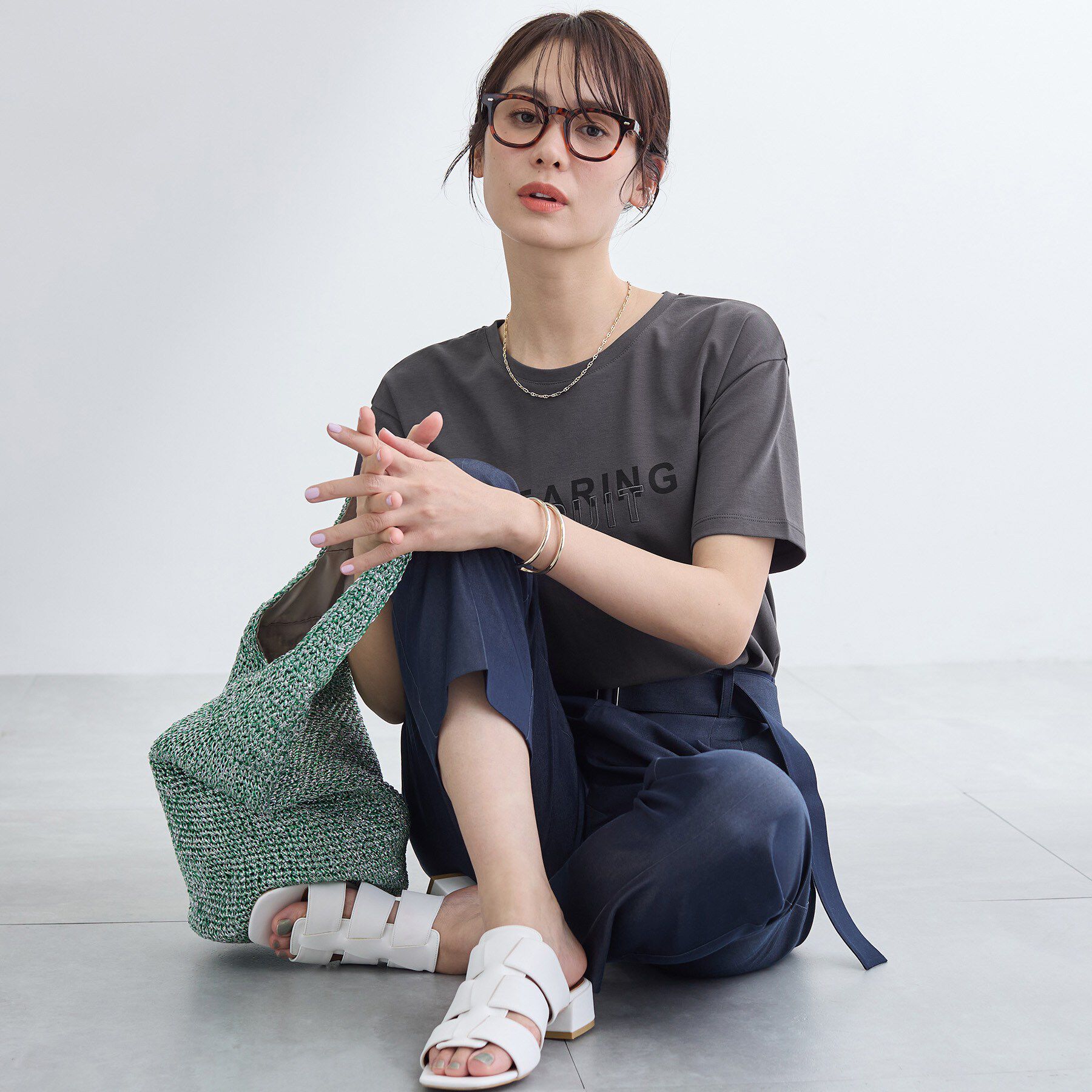 INDIVI「【UVケア／選べるグラフィック】スムースジャージTシャツ」|Tシャツ・カットソー|