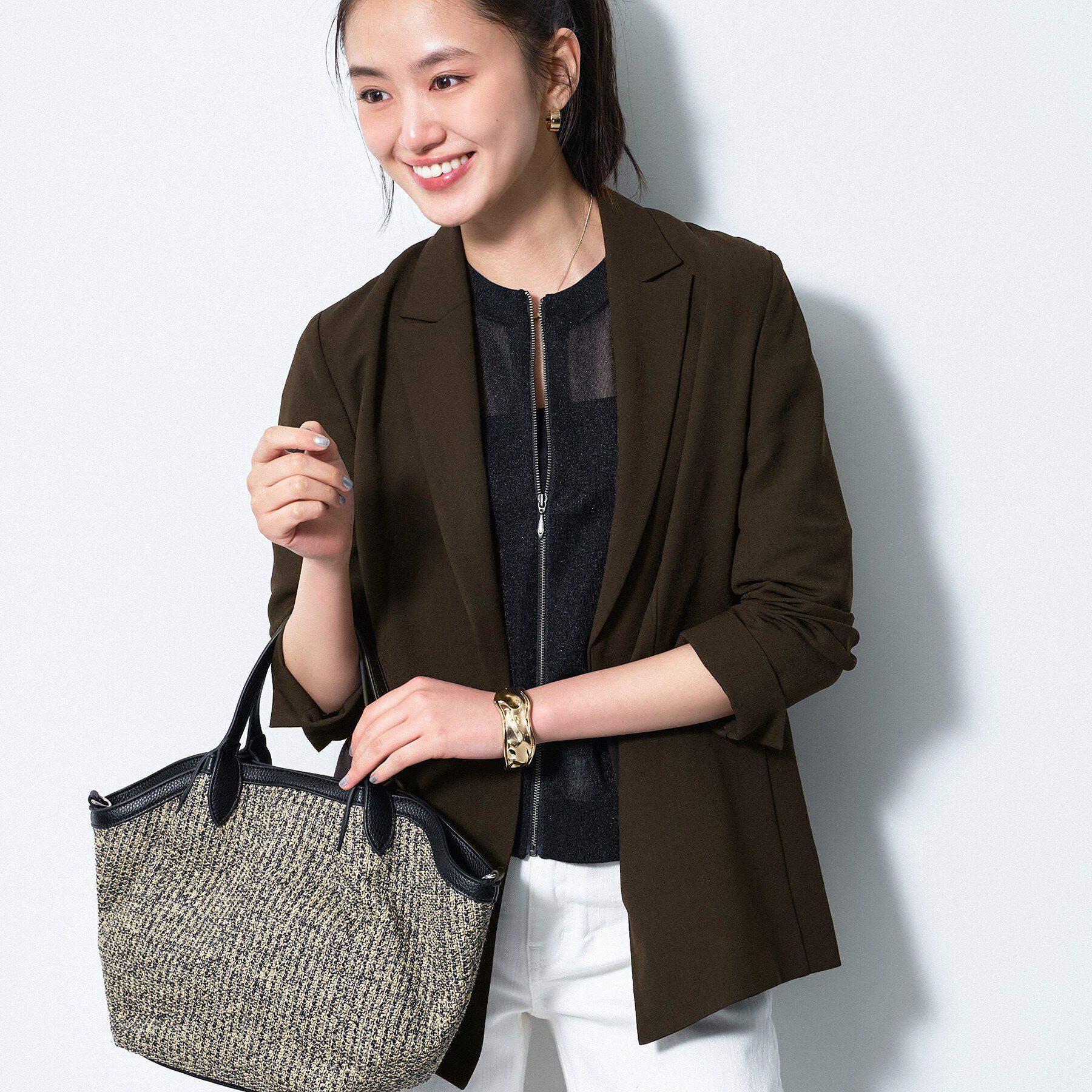 INDIVI「【洗える／UVケア／麻調】シングルジャケット」|テーラードジャケット|