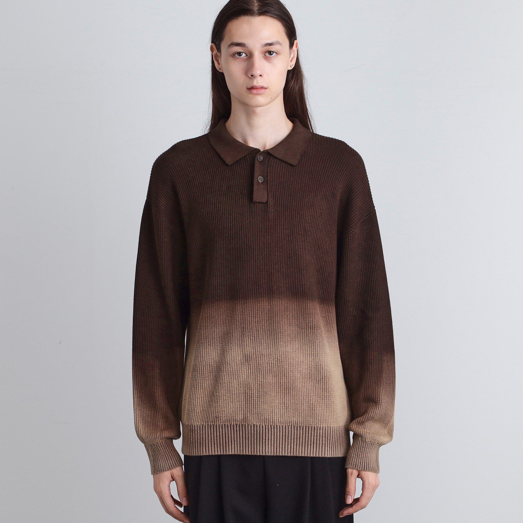 tk.TAKEO KIKUCHI「畦編みニットポロシャツブリーチ」|ニット・セーター|