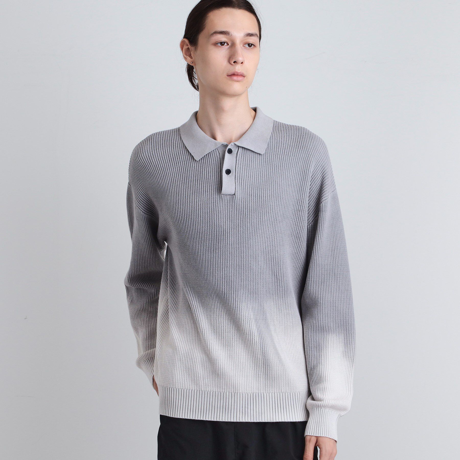 tk.TAKEO KIKUCHI「畦編みニットポロシャツブリーチ」|ニット・セーター|