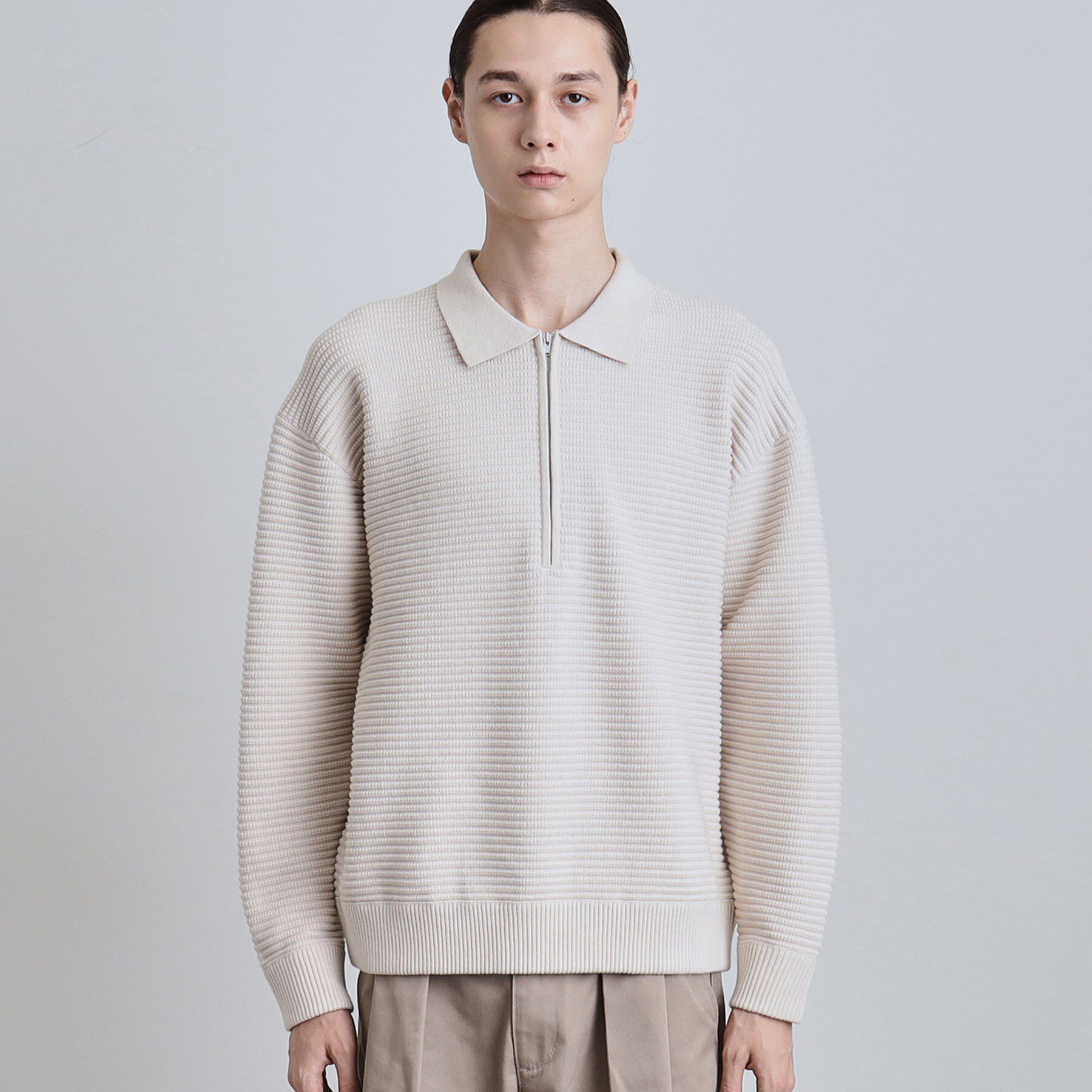 tk.TAKEO KIKUCHI「ハーフジップニットポロシャツ」|ニット・セーター|