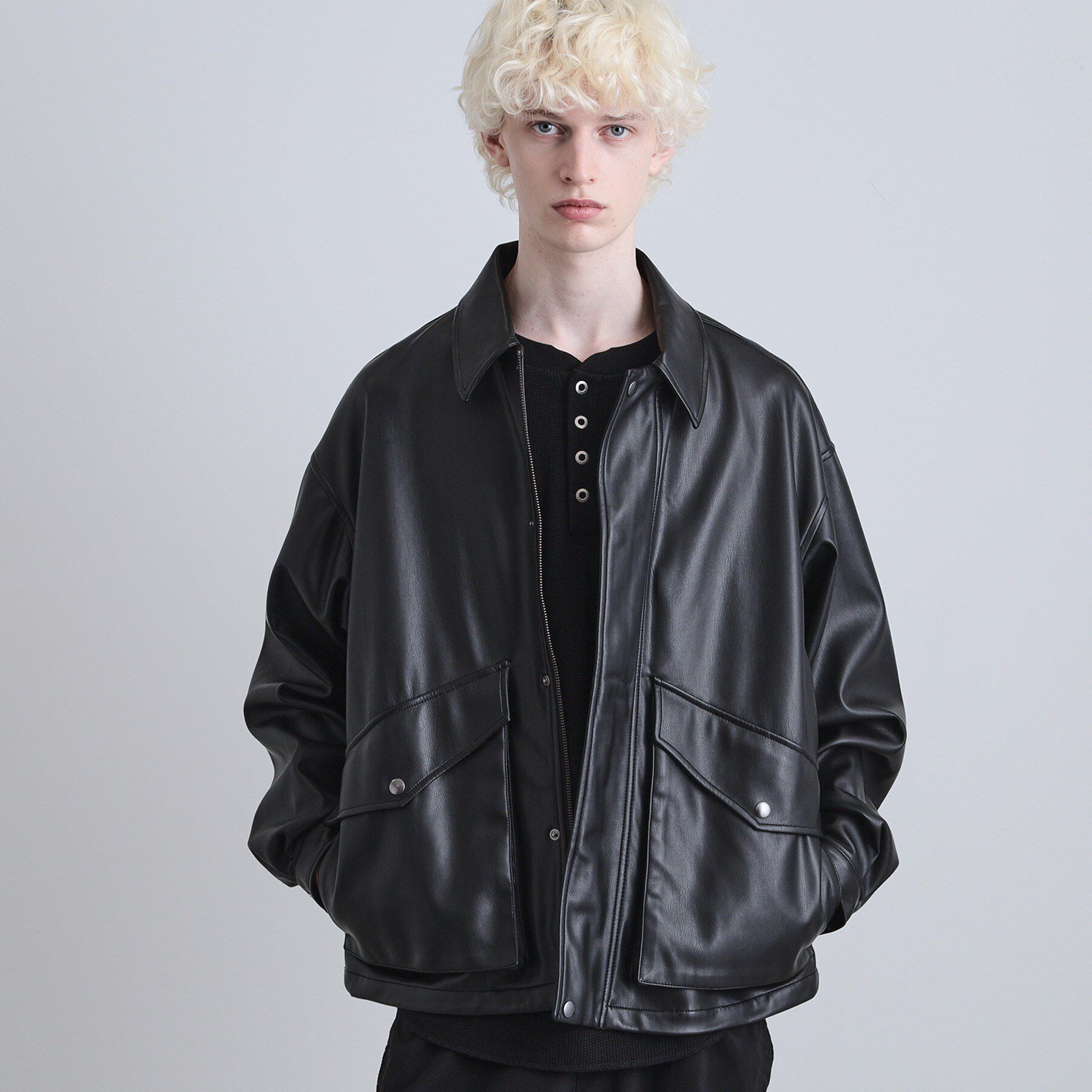 tk.TAKEO KIKUCHI「シンセティックレザーフライトジャケット」|ブルゾン・スタジャン|