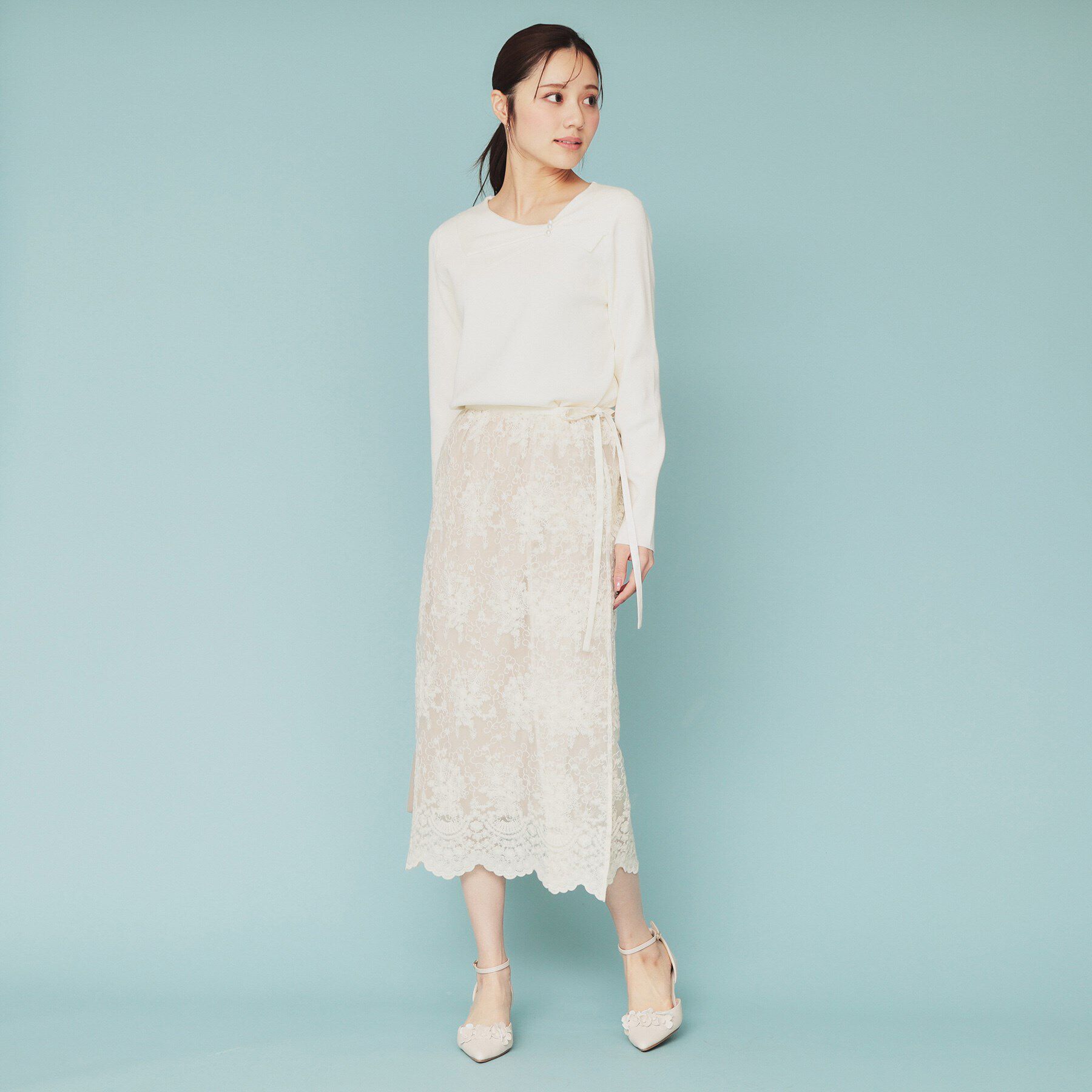 index「シアーフラワー刺繍ラップ風スカート【洗濯機洗い可】」|スカート|