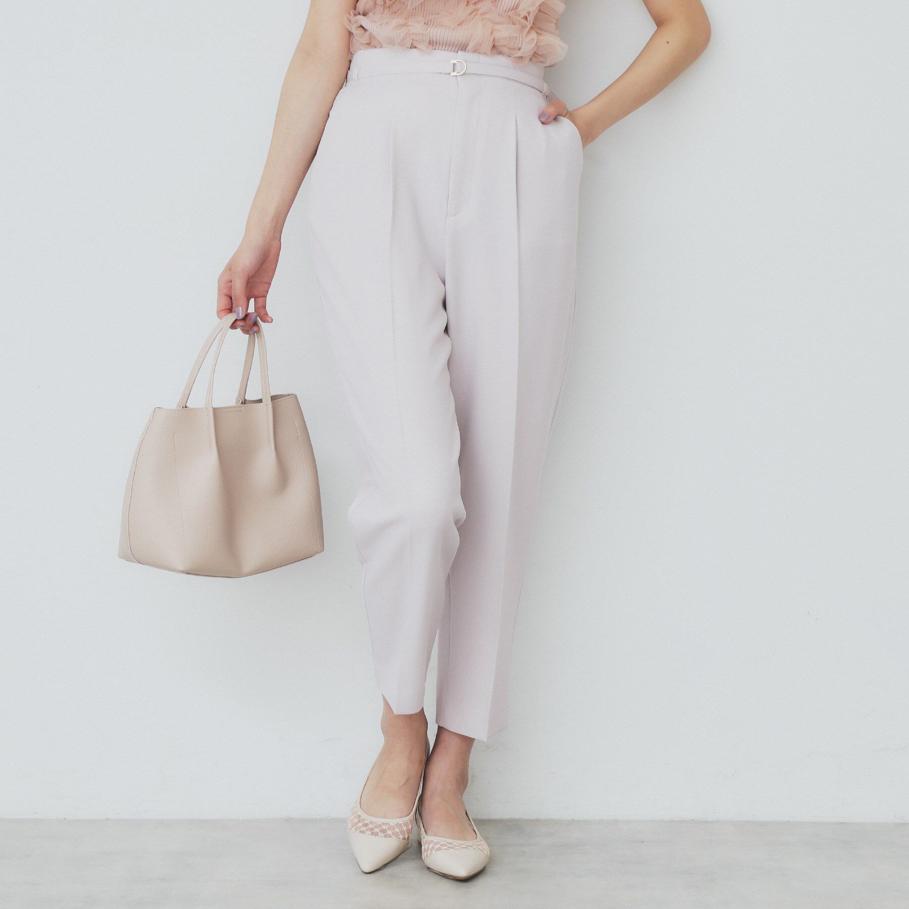 index「ストレッチテーパードパンツ【洗濯機洗い可/吸水速乾/防シワ】」|その他|ピンクベージュ(85