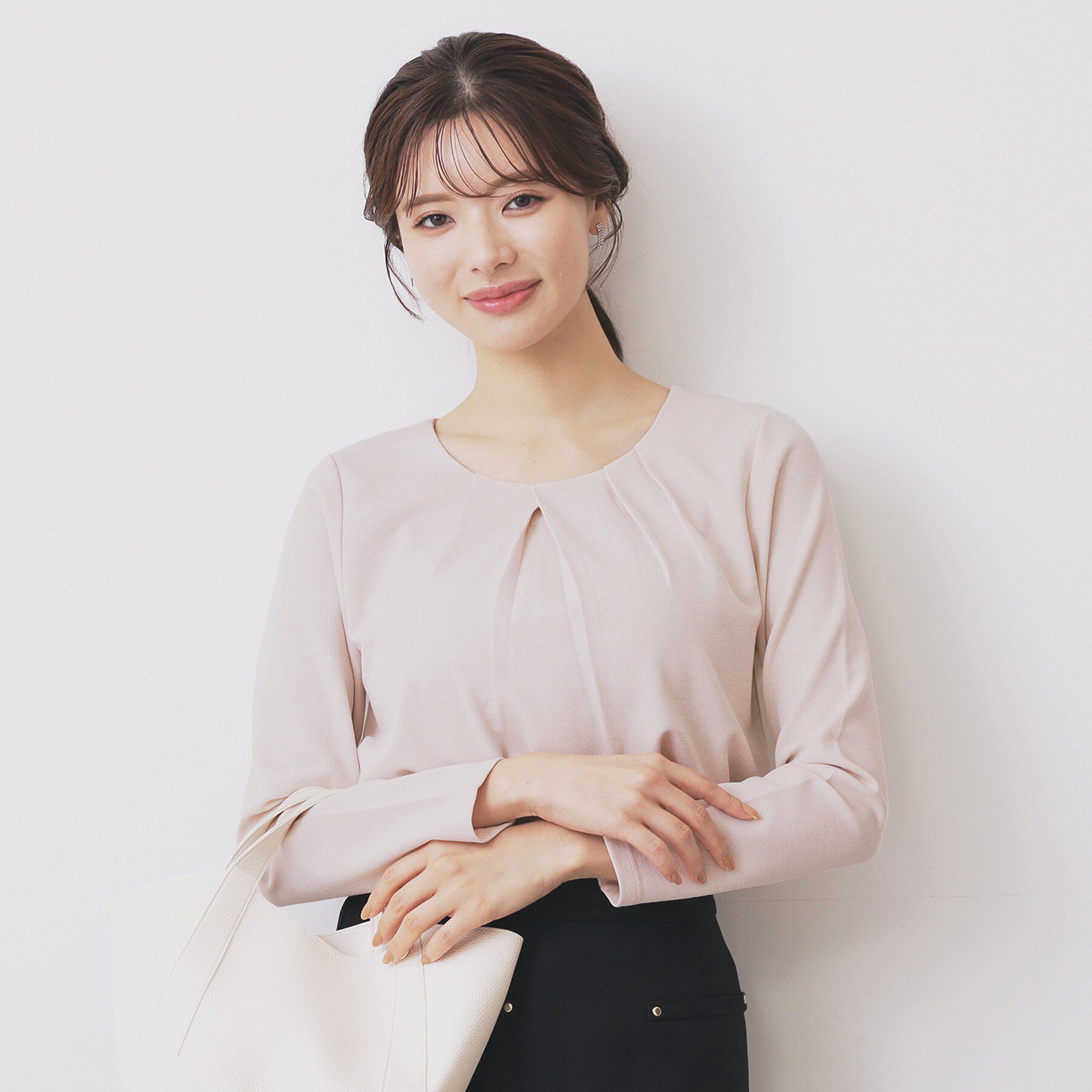 index「フロントタックトップス【洗濯機洗い可/UVケア】」|Tシャツ・カットソー|ライトピンク(670