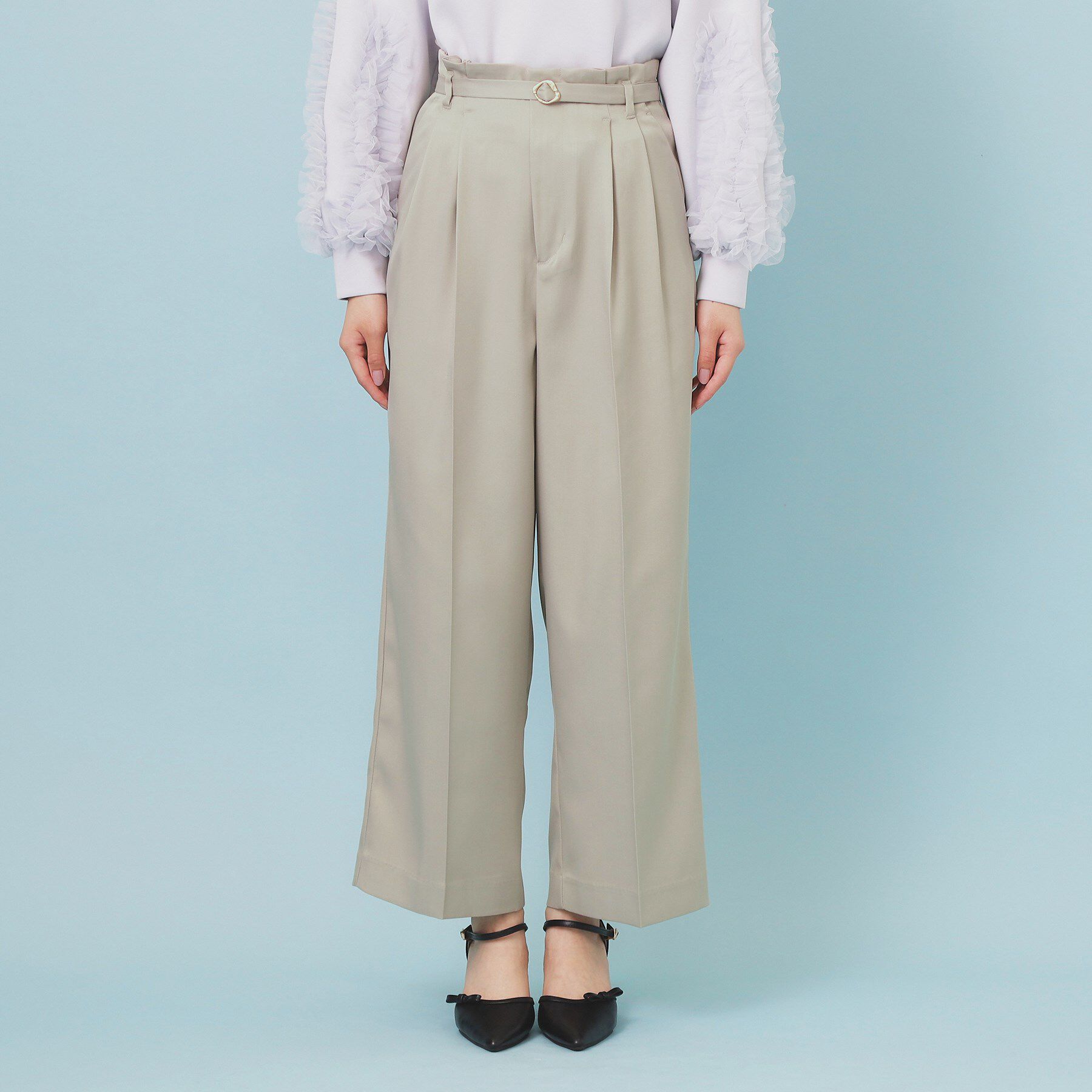 index「ベルト付き2タックワイドパンツ【洗濯機OK/ストレッチ/防シワ/イージーアイロン】」|その他|