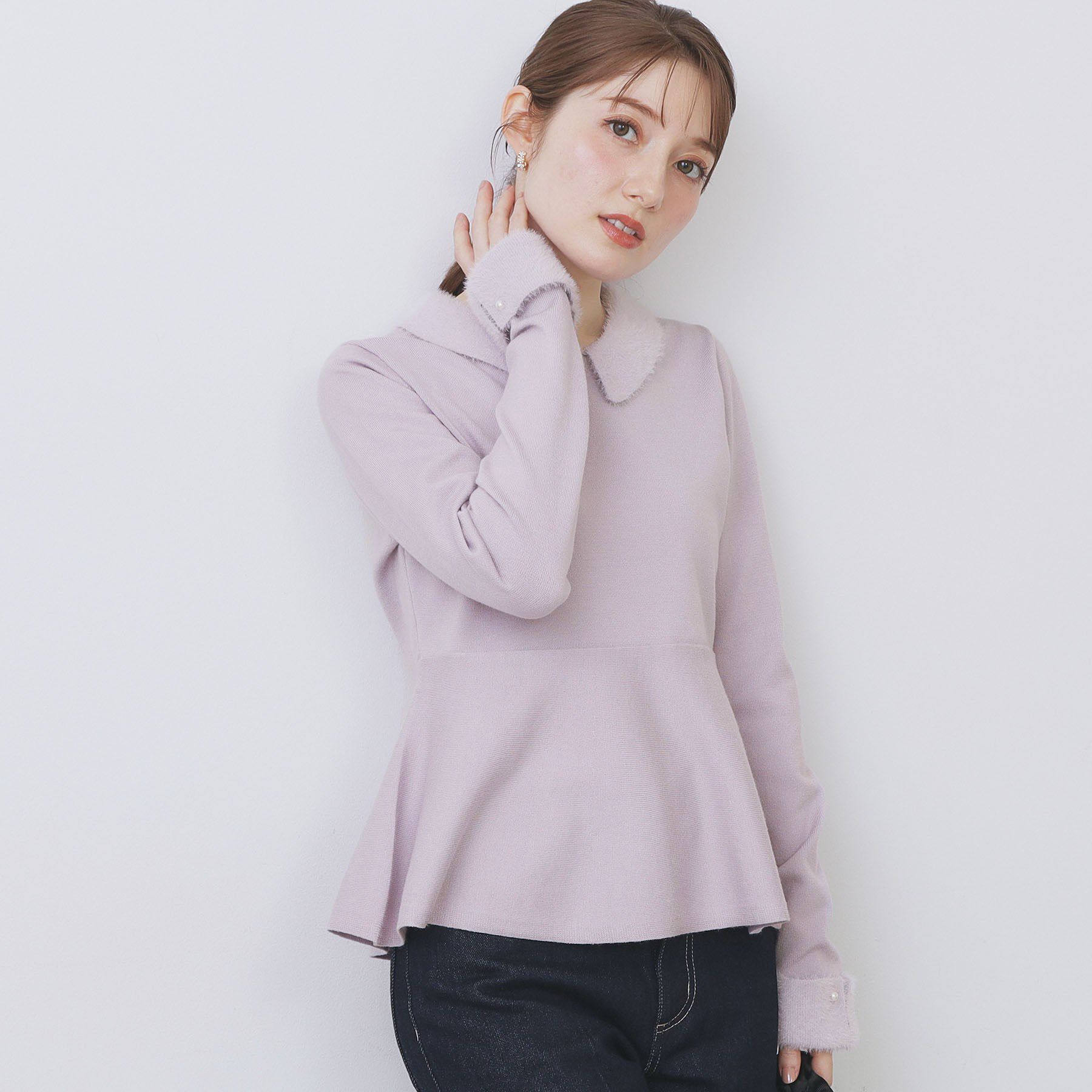 index「フェザードッキングペプラムニット【洗濯機OK】」|ニット・セーター|