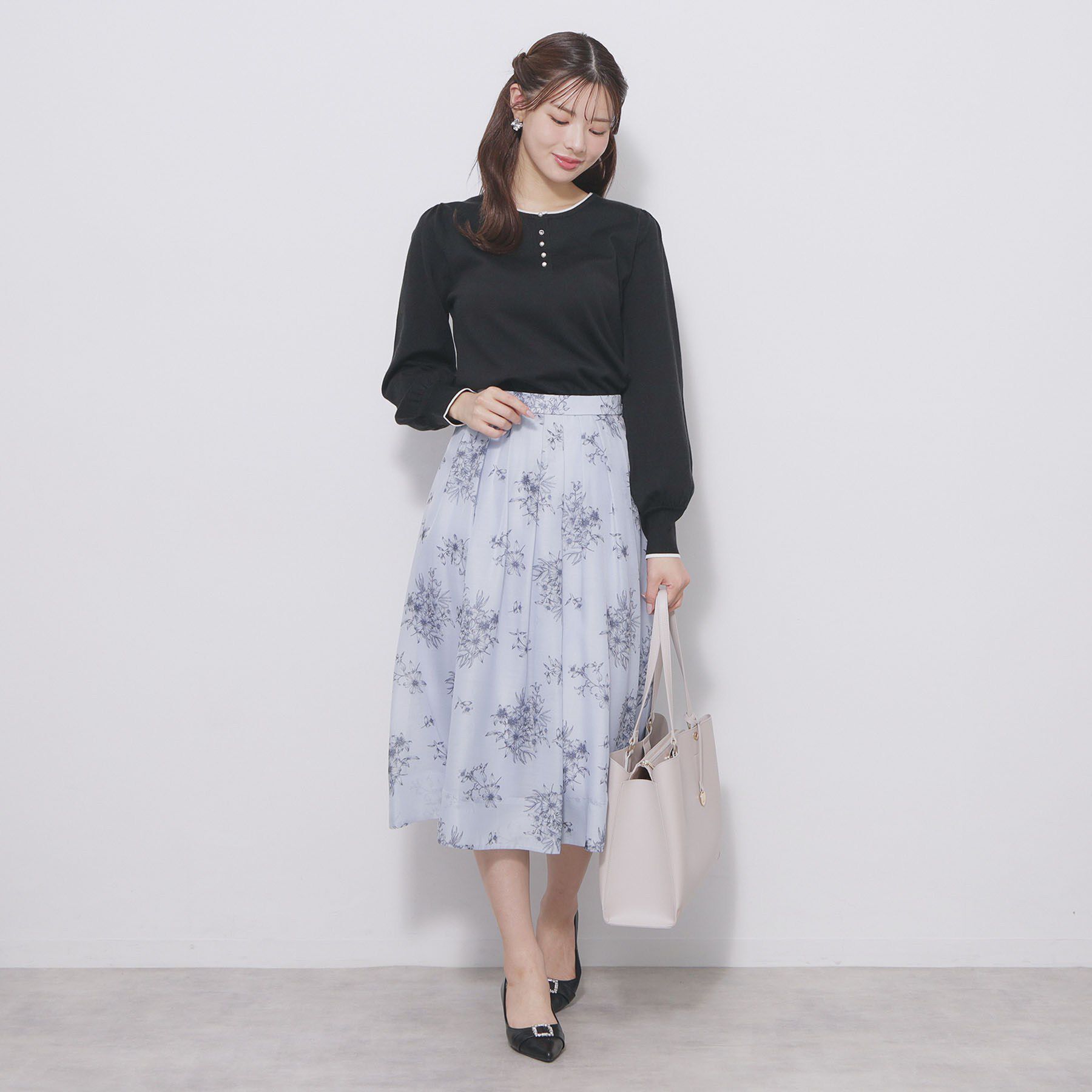 index「オーガンジーフラワーフレアスカート【洗濯機OK/イージーアイロン】」|スカート|
