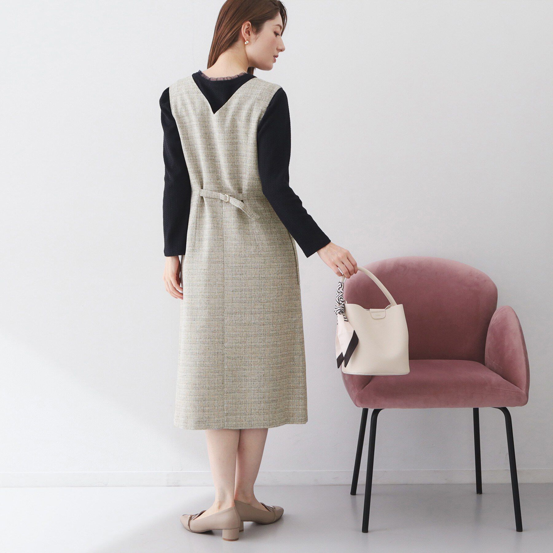 index「サマーツイード前開きジャンスカ【洗濯機OK/イージーアイロン】」|ワンピース|