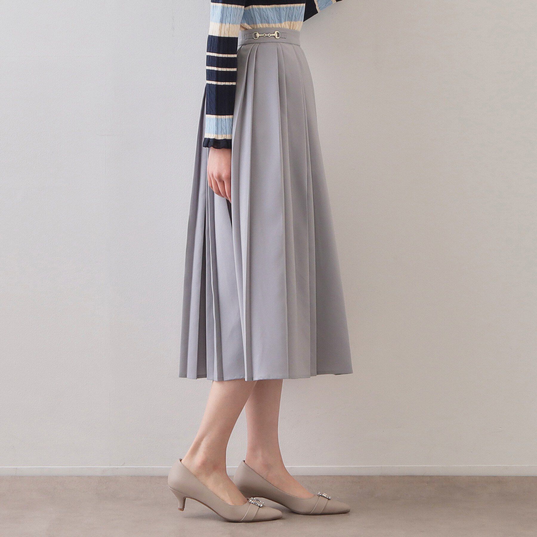 index「ビット付きダブルプリーツスカート【洗濯機OK/イージーアイロン】」|スカート|