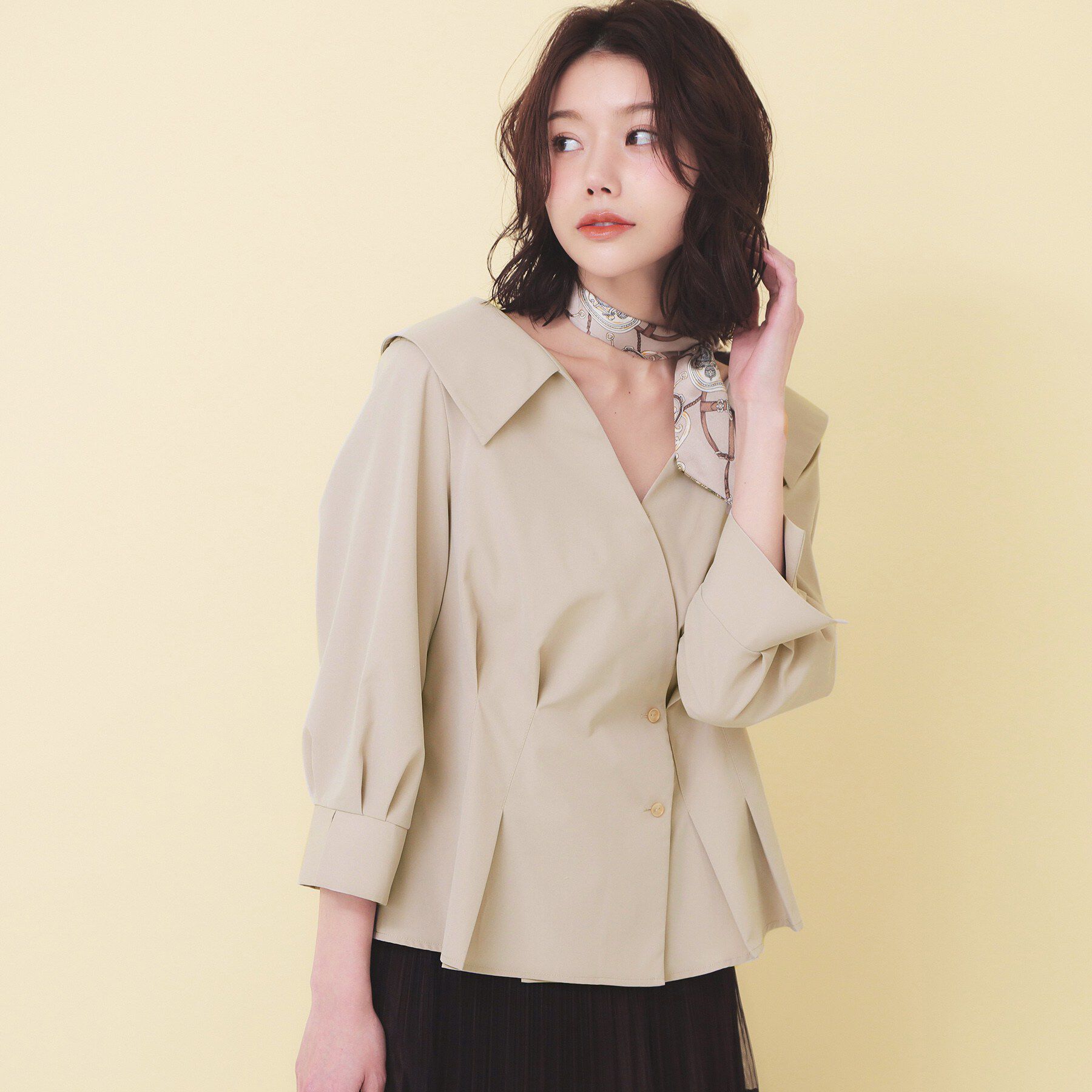 index「カシュクールタックシャツ【洗濯機OK/ストレッチ】」|シャツ・ブラウス|