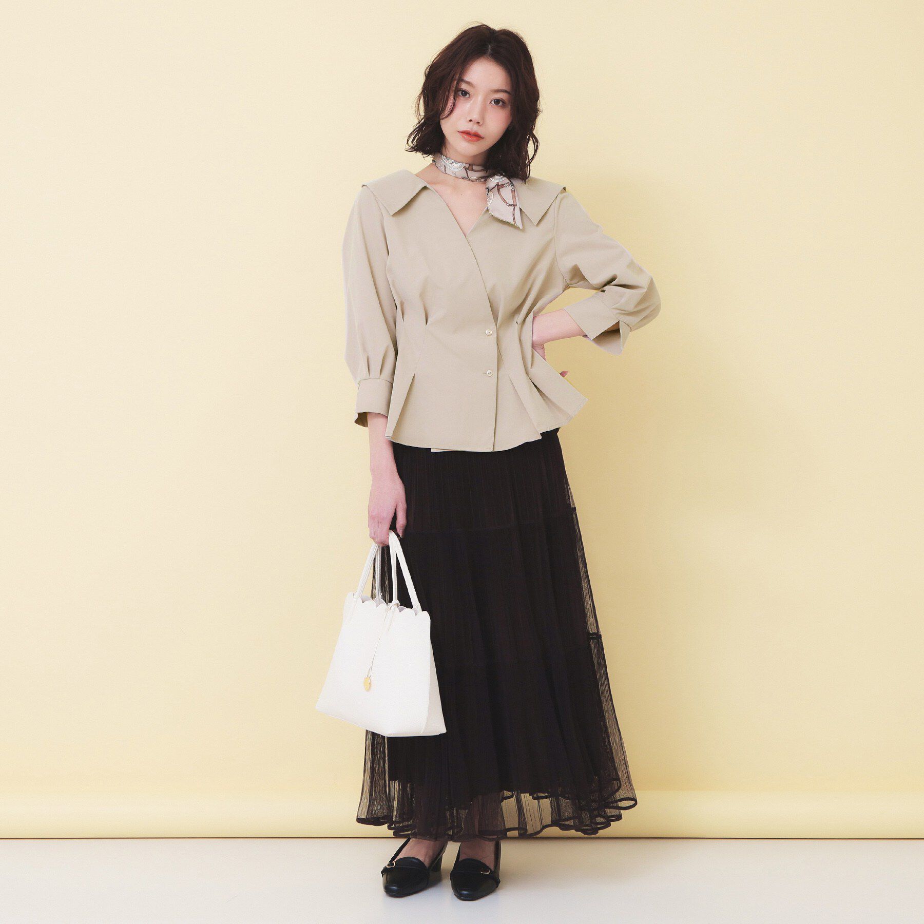 index「カシュクールタックシャツ【洗濯機OK/ストレッチ】」|シャツ・ブラウス|