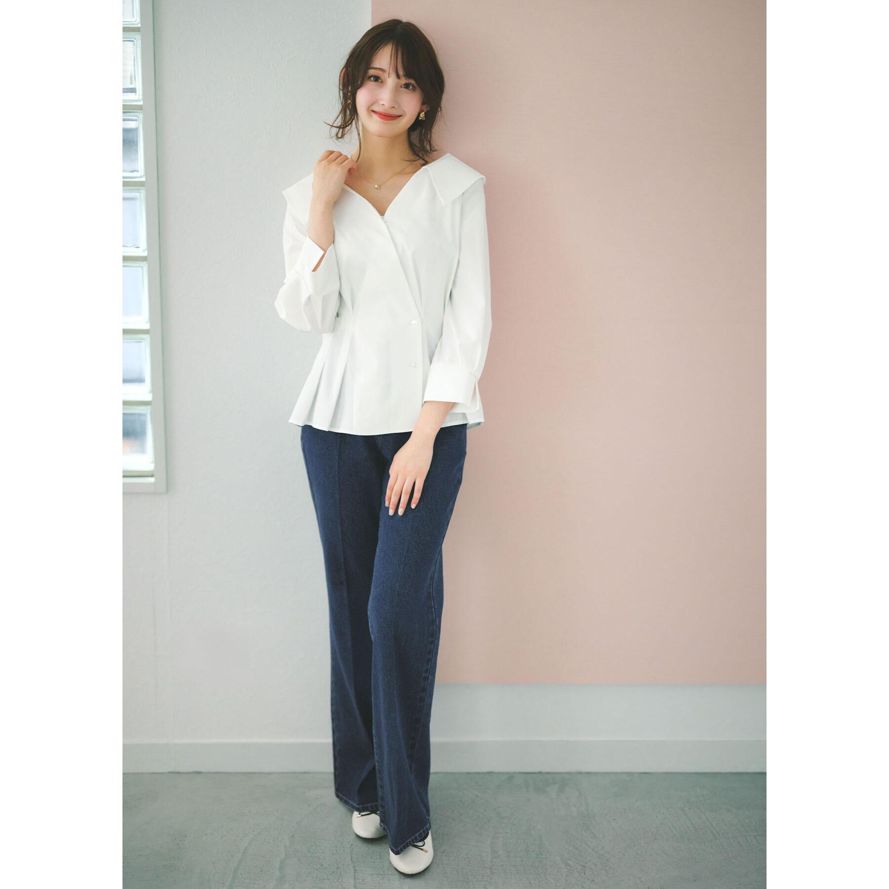 index「カシュクールタックシャツ【洗濯機OK/ストレッチ】」|シャツ・ブラウス|