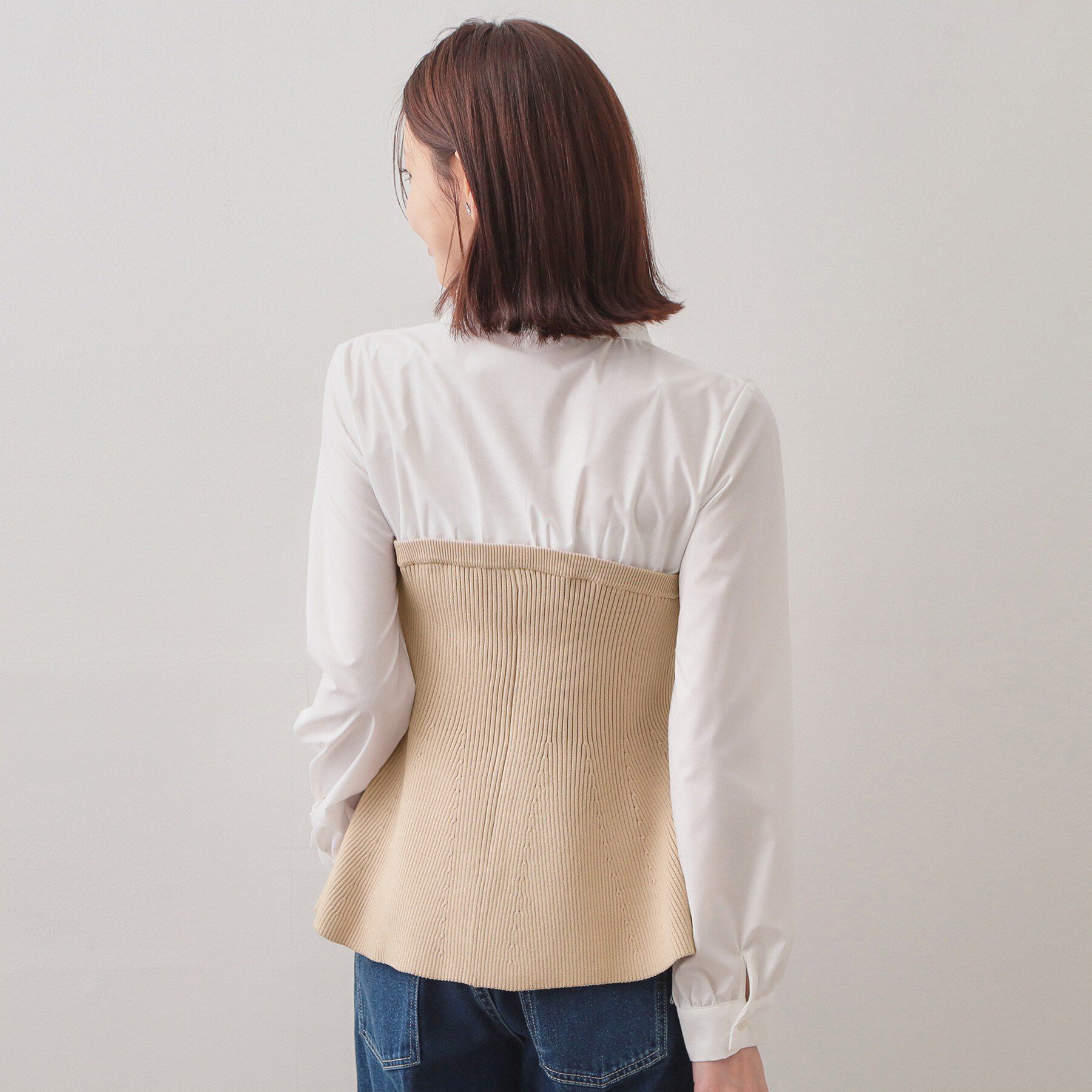 index「シャツドッキングペプラムニット【洗濯機OK】」|ニット・セーター|