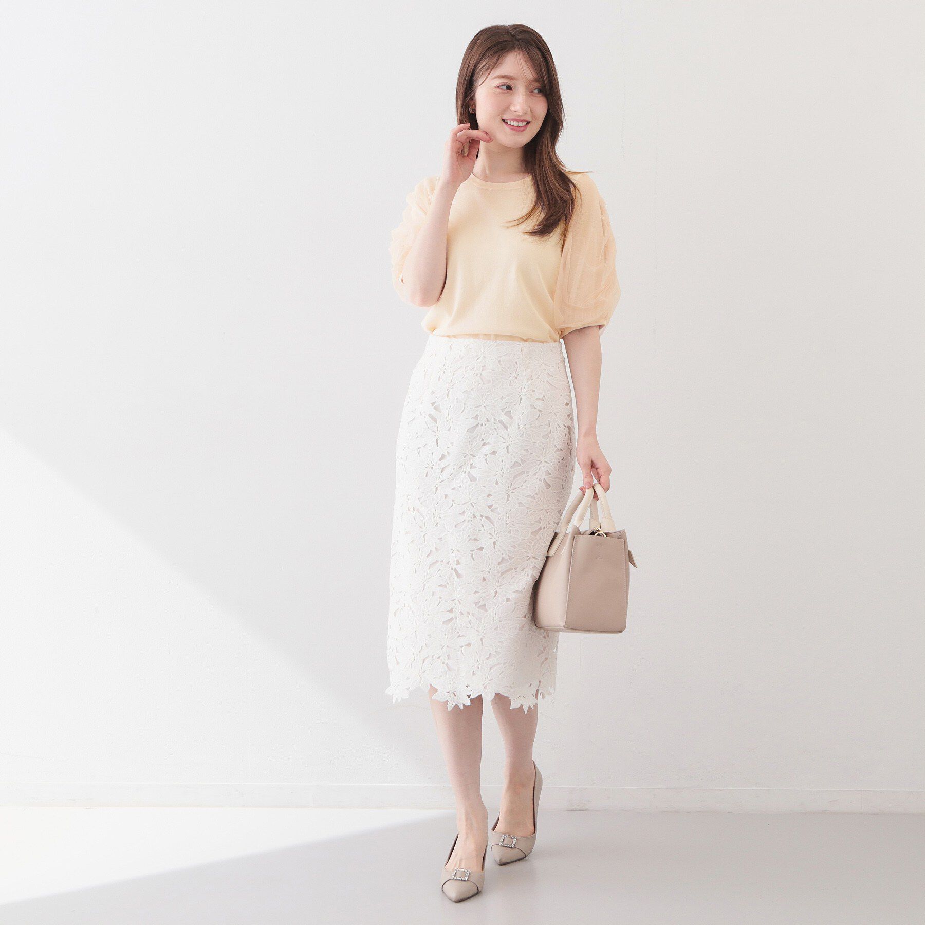 index「ギャザーチュールスリーブニット【洗濯機OK/抗ピル】」|ニット・セーター|