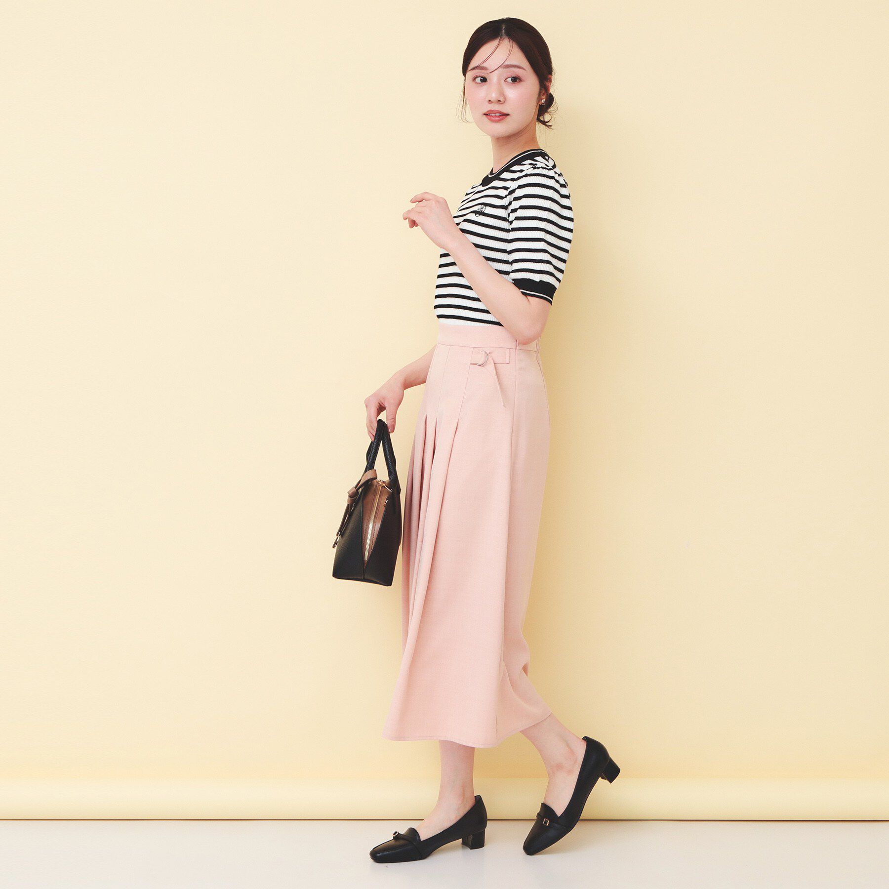 index「変わり編みボーダー半袖ニット【洗濯機OK/抗ピル】」|ニット・セーター|