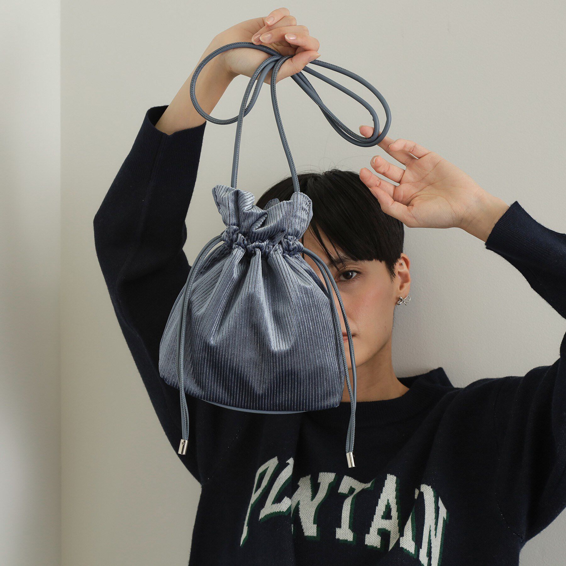 OPAQUE.CLIP「【長さ調整可能】プリーツドロストミニショルダーバッグ」|ショルダー・メッセンジャー|ブルー(792)