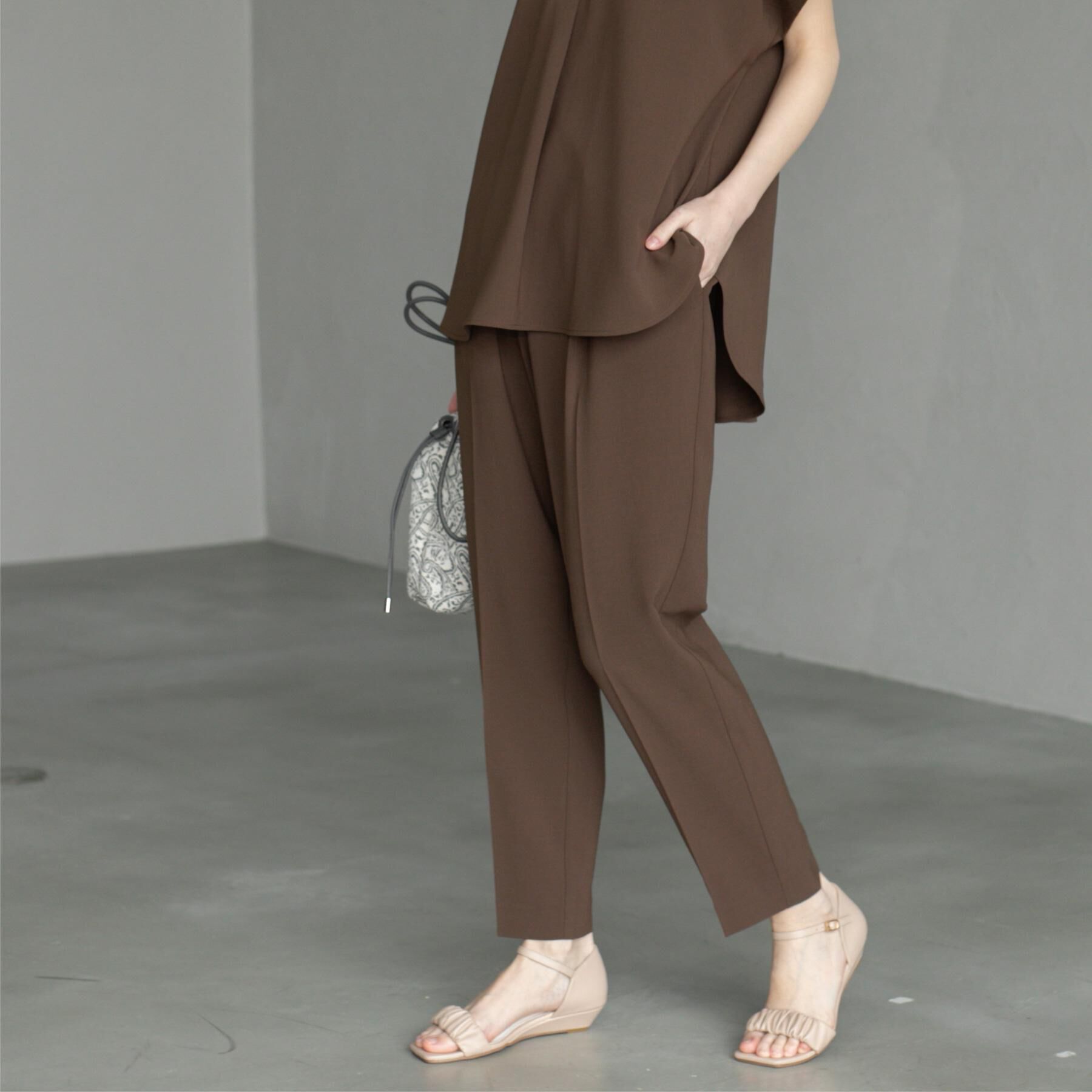 OPAQUE.CLIP「《6色展開/丈が選べる》美脚イージーテーパードパンツ/セットアップ対応【ストレッチ/洗濯機洗い可/防」|その他|ブラウン(043)