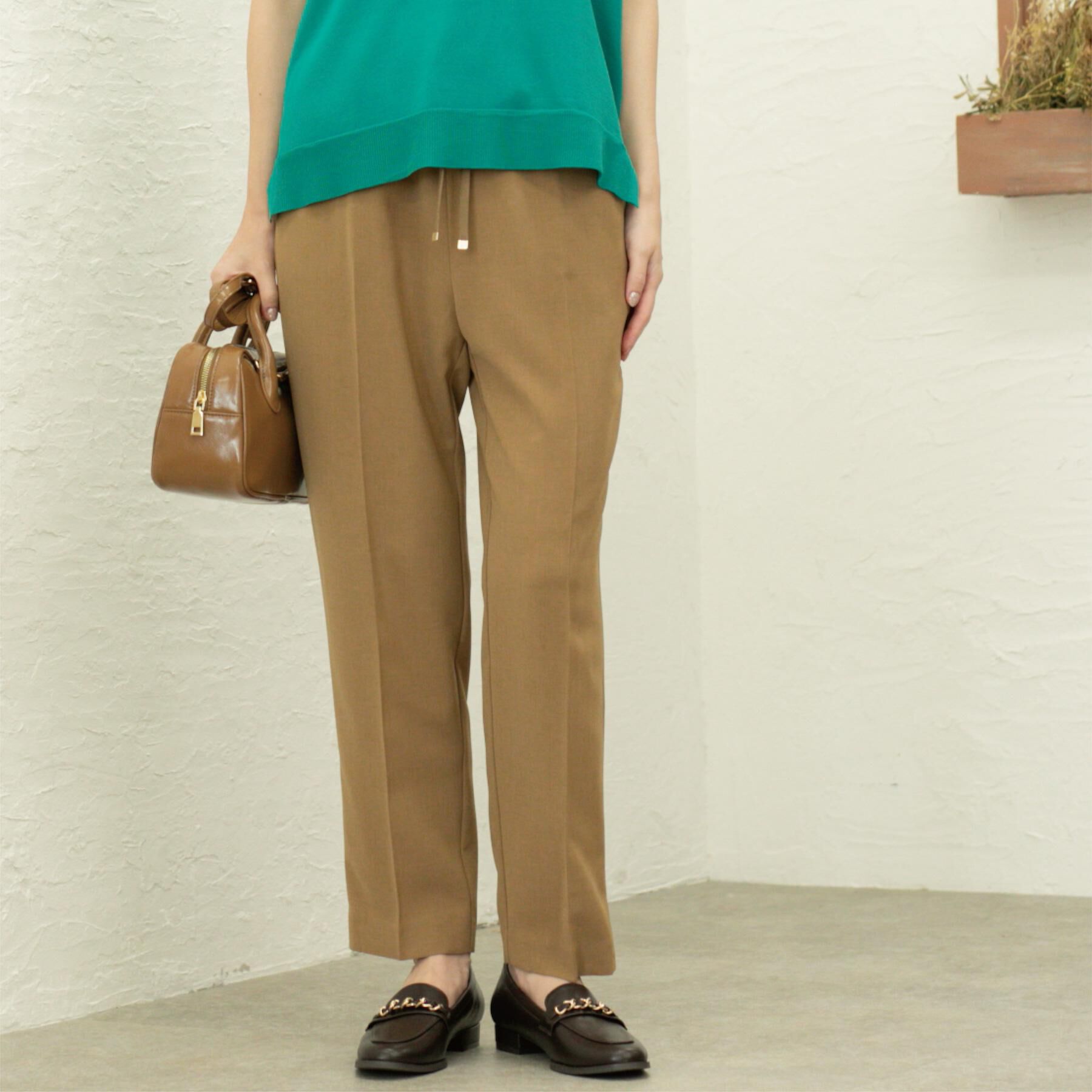 OPAQUE.CLIP「《丈が選べる/SS-LLサイズ》美脚ストレッチイージーテーパードパンツ/セットアップ対応【防シワ/洗」|その他|キャメルブラウン(0