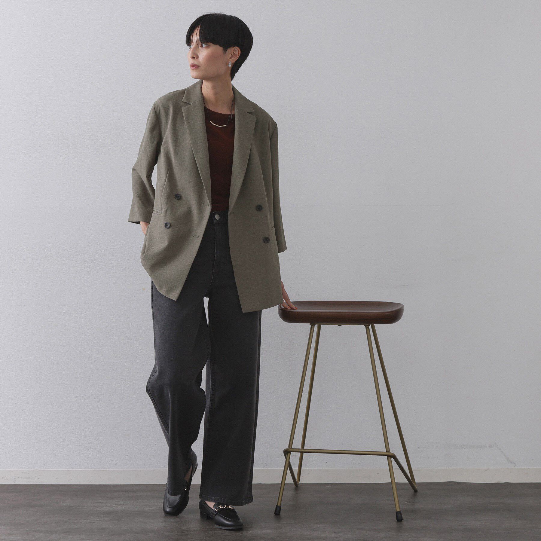 OPAQUE.CLIP「リネンライクダブルジャケット【洗える】」|テーラードジャケット|