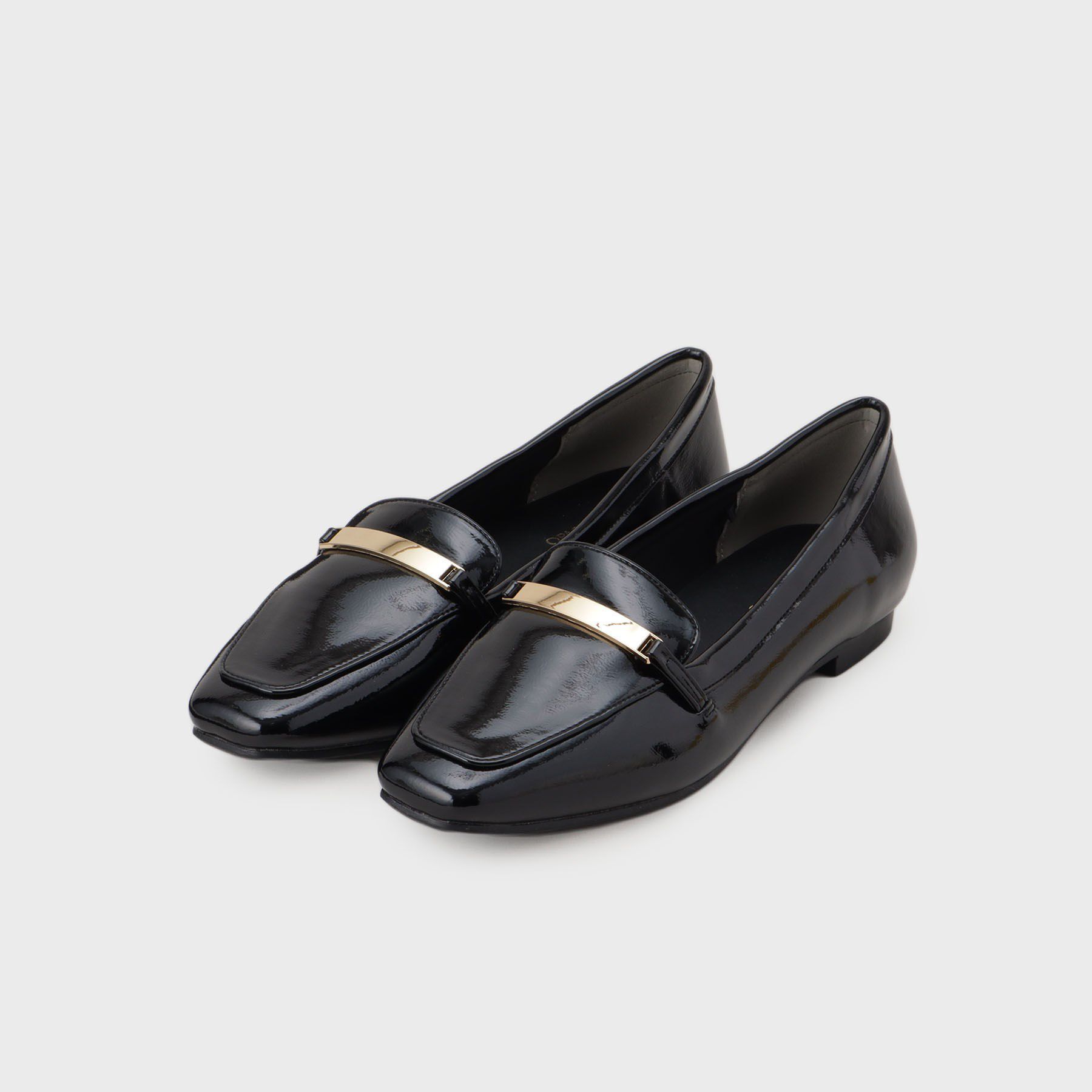 OPAQUE.CLIP「【抗菌防臭加工】メタルバーエナメルローファーシューズ」|パンプス|ブラック(019)