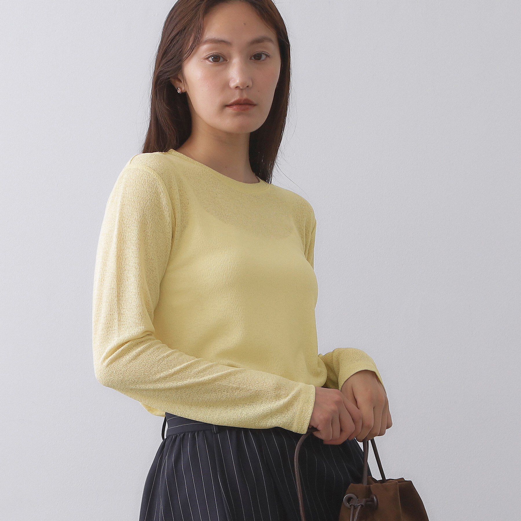 OPAQUE.CLIP「シアーラウンドネックカットソー【洗濯機洗い可】」|Tシャツ・カットソー|