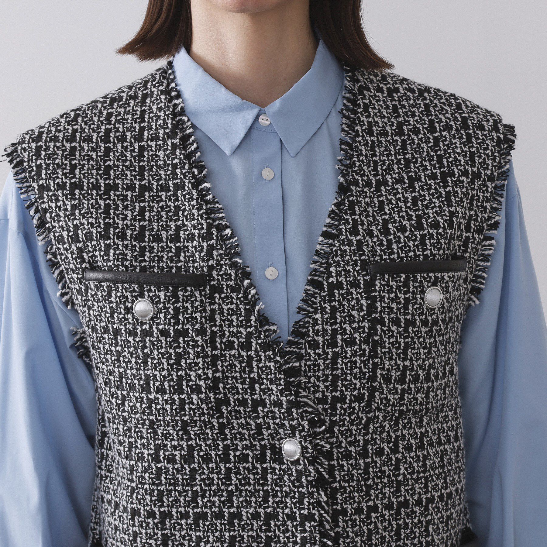 OPAQUE.CLIP「ツイードVネックベスト【洗濯機OK】」|ベスト・ジレ|