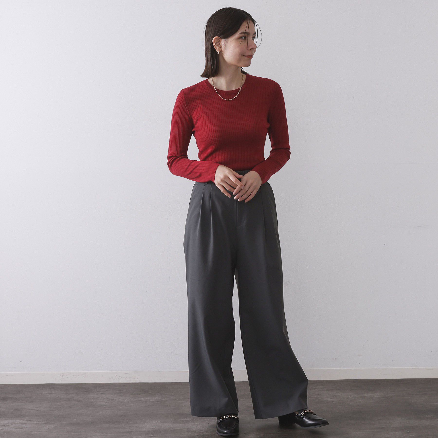 OPAQUE.CLIP「シアーリブニット【洗濯機OK】」|ニット・セーター|