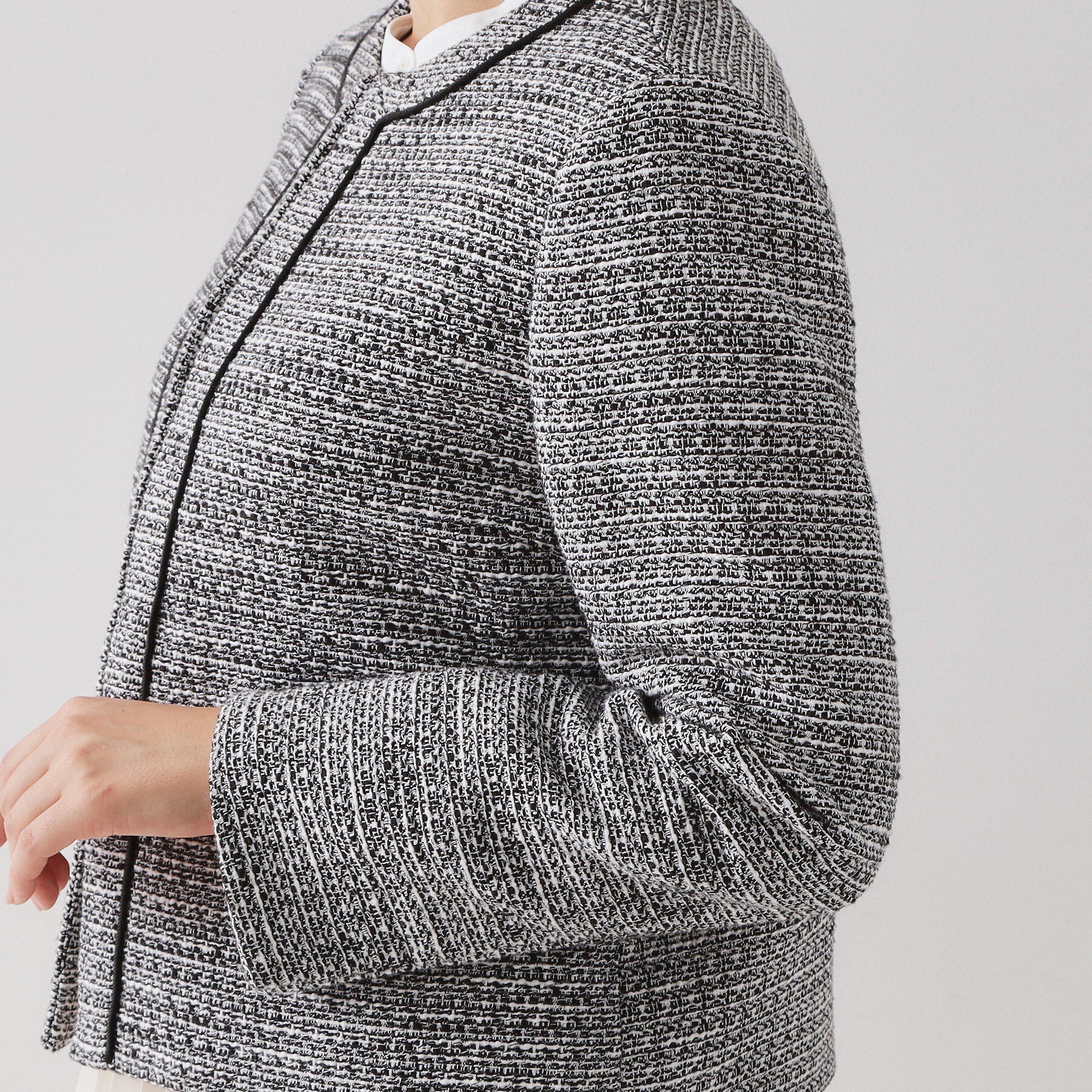 OPAQUE.CLIP「≪通勤・セレモニー対応≫ コットンツイードジャケット」|ノーカラージャケット|