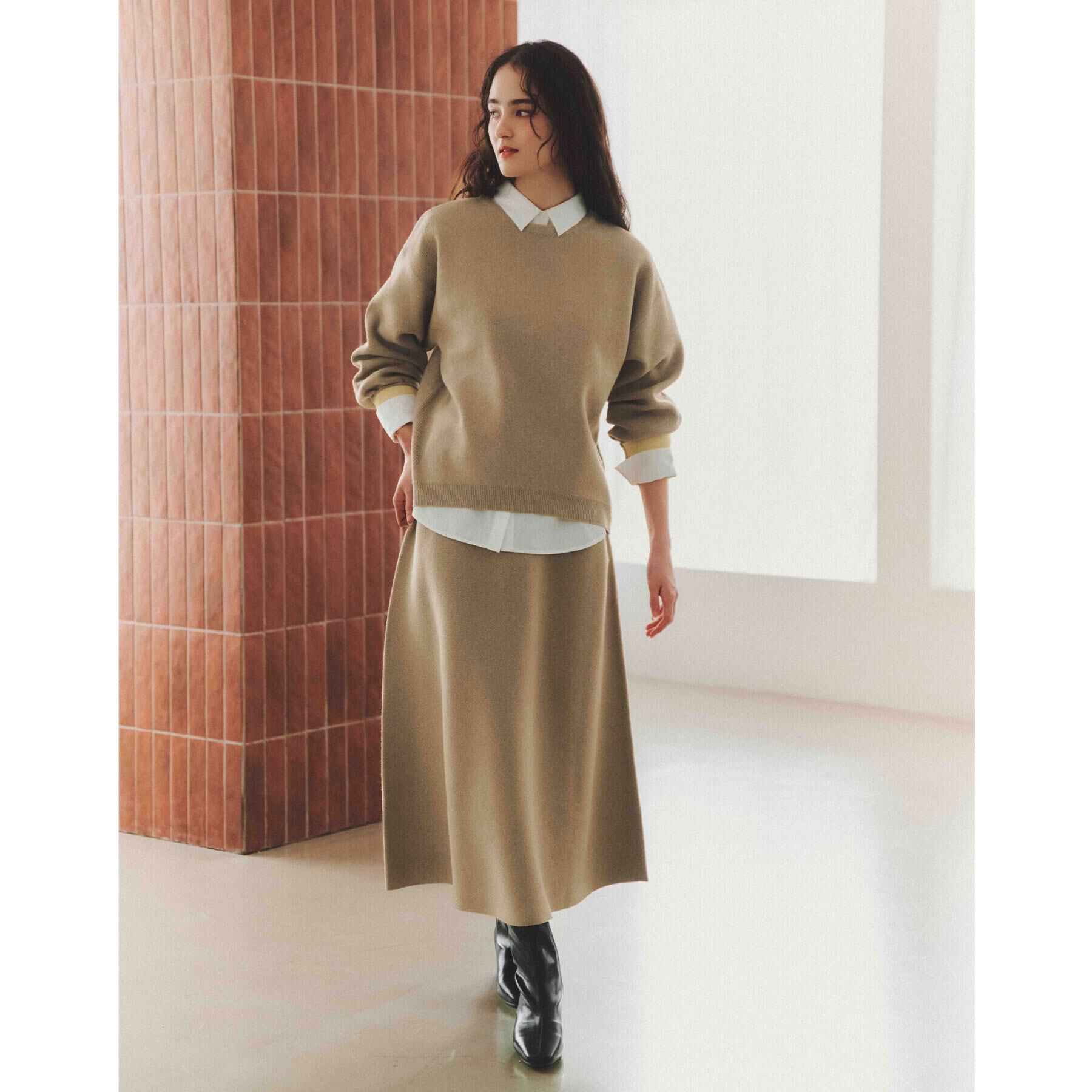 OPAQUE.CLIP「サイド編地切替ニットトップス/セットアップ対応【洗濯機OK】」|ニット・セーター|