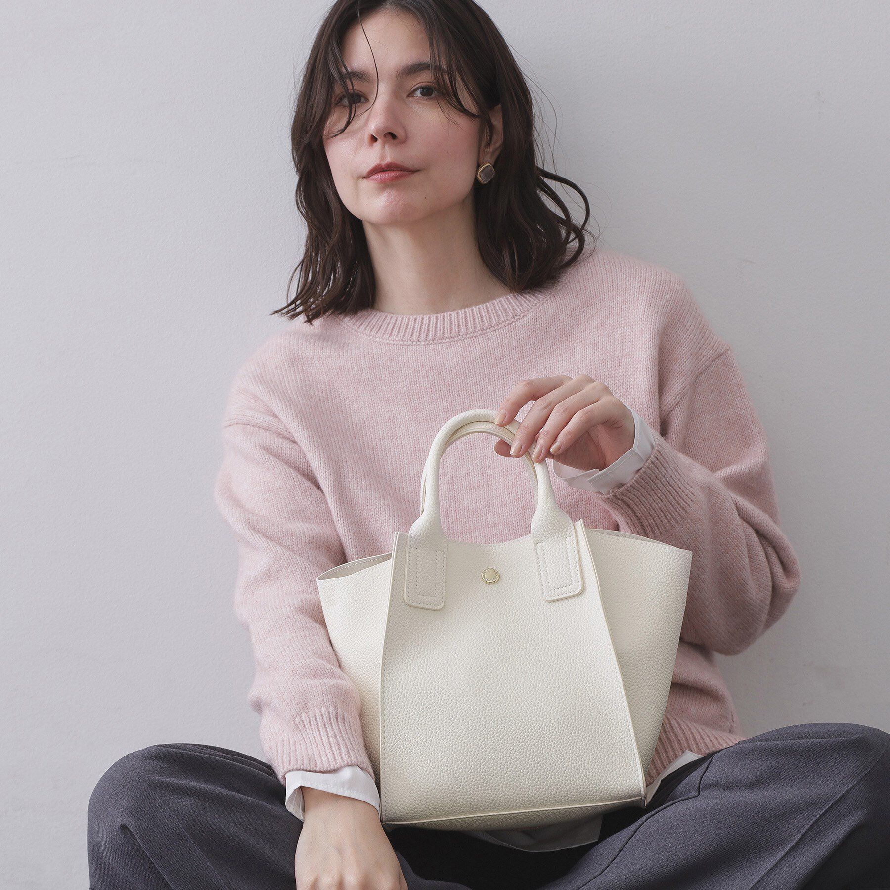 OPAQUE.CLIP「サイドウィングミドルトートバッグ【2WAY／軽量】」|ショルダー・メッセンジャー|アイボリー(004)