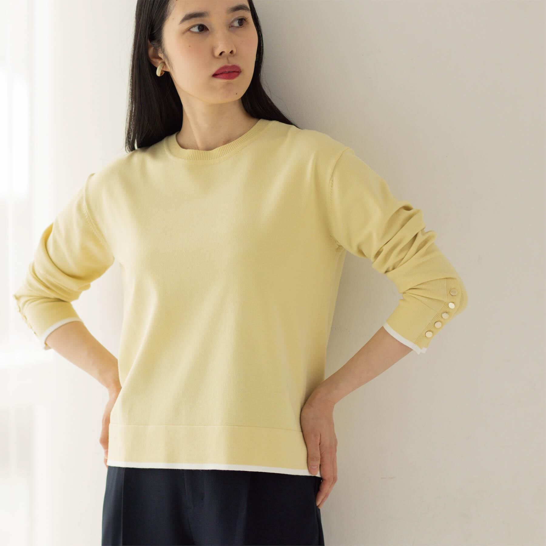 OPAQUE.CLIP「金ボタン使いリラクシーニット【洗濯機OK】」|ニット・セーター|