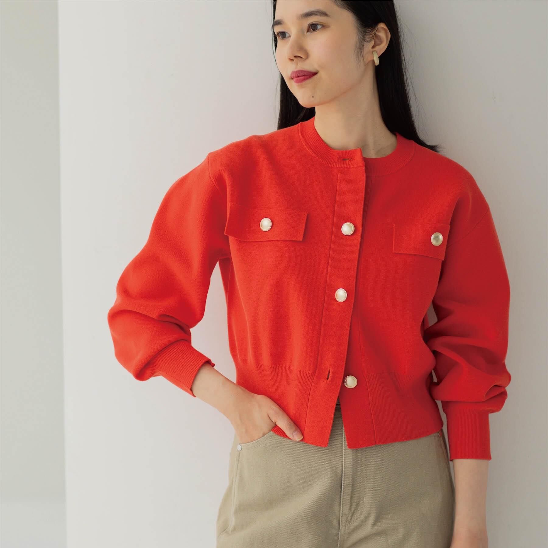 OPAQUE.CLIP「フラップポケット金ボタンニットカーディガン【洗濯機OK】」|カーディガン|