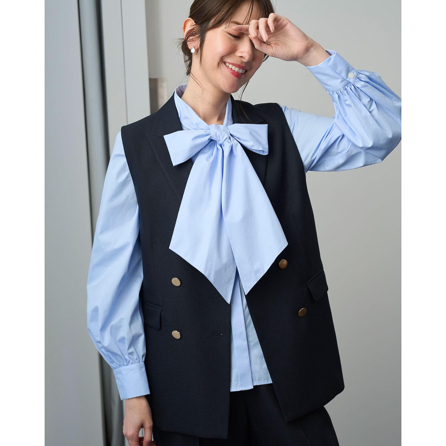 OPAQUE.CLIP「金ボタンダブルブレストテーラードジレ/セットアップ対応【洗える】《S～LL》」|ベスト・ジレ|