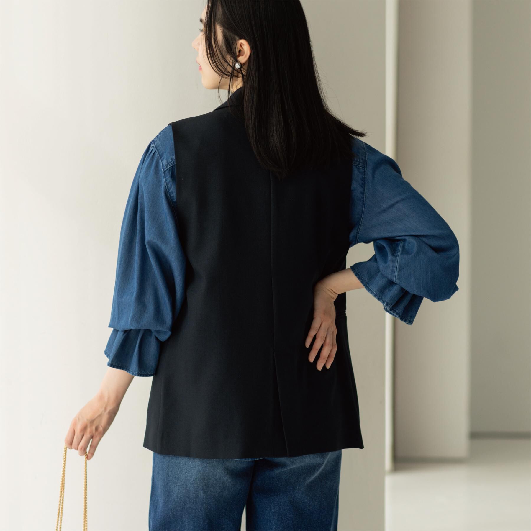 OPAQUE.CLIP「金ボタンダブルブレストテーラードジレ/セットアップ対応【洗える】《S～LL》」|ベスト・ジレ|