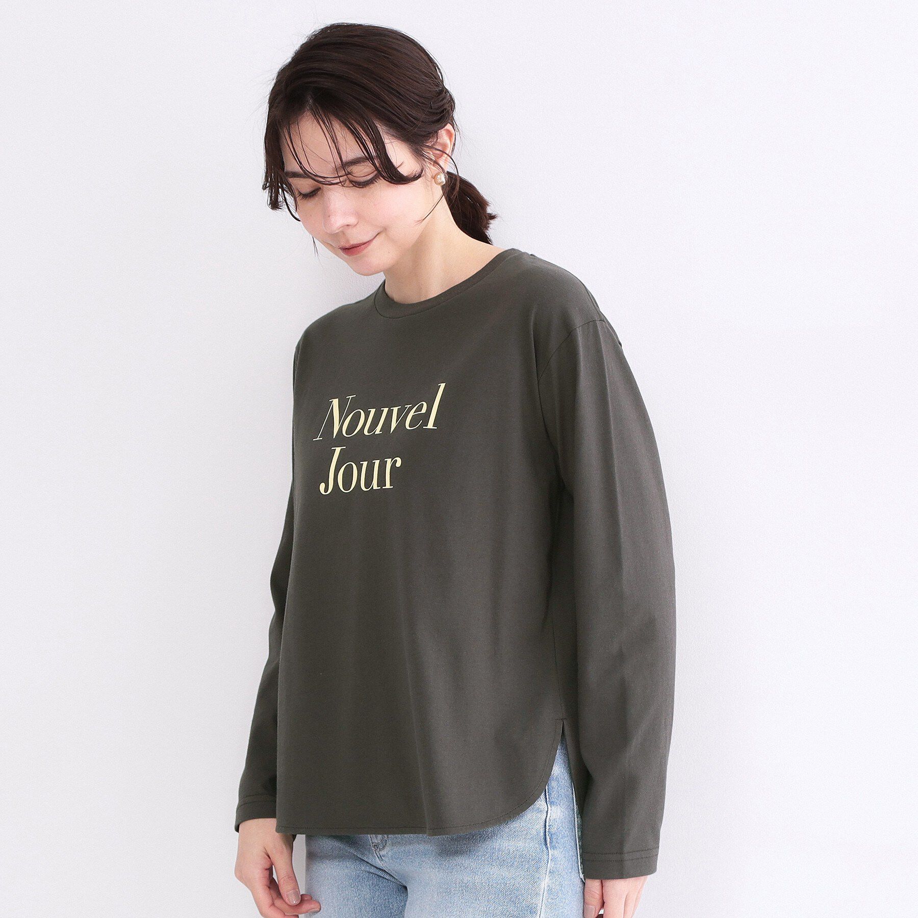 OPAQUE.CLIP「ロゴプリントロングTシャツ【洗濯機OK】」|Tシャツ・カットソー|