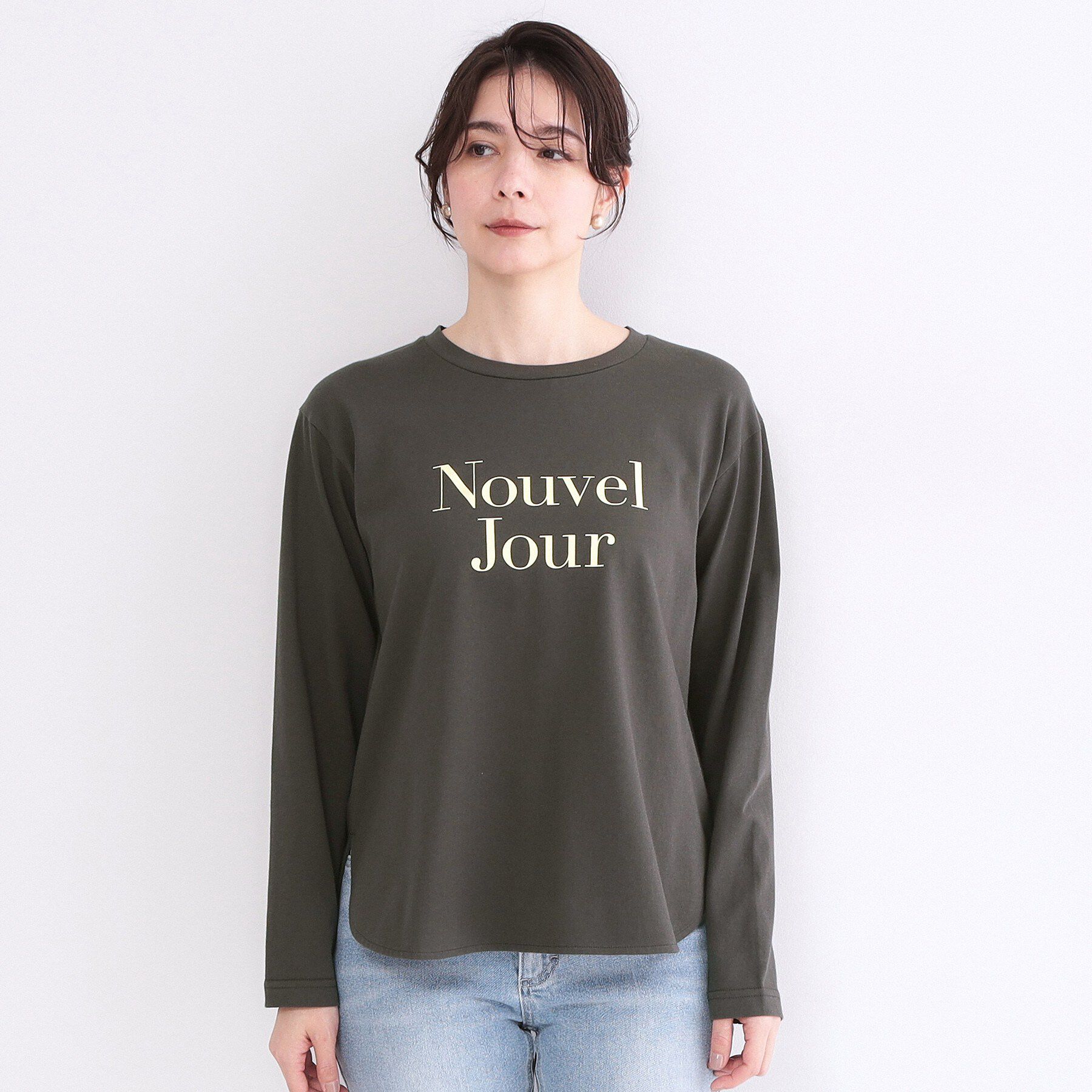 OPAQUE.CLIP「ロゴプリントロングTシャツ【洗濯機OK】」|Tシャツ・カットソー|