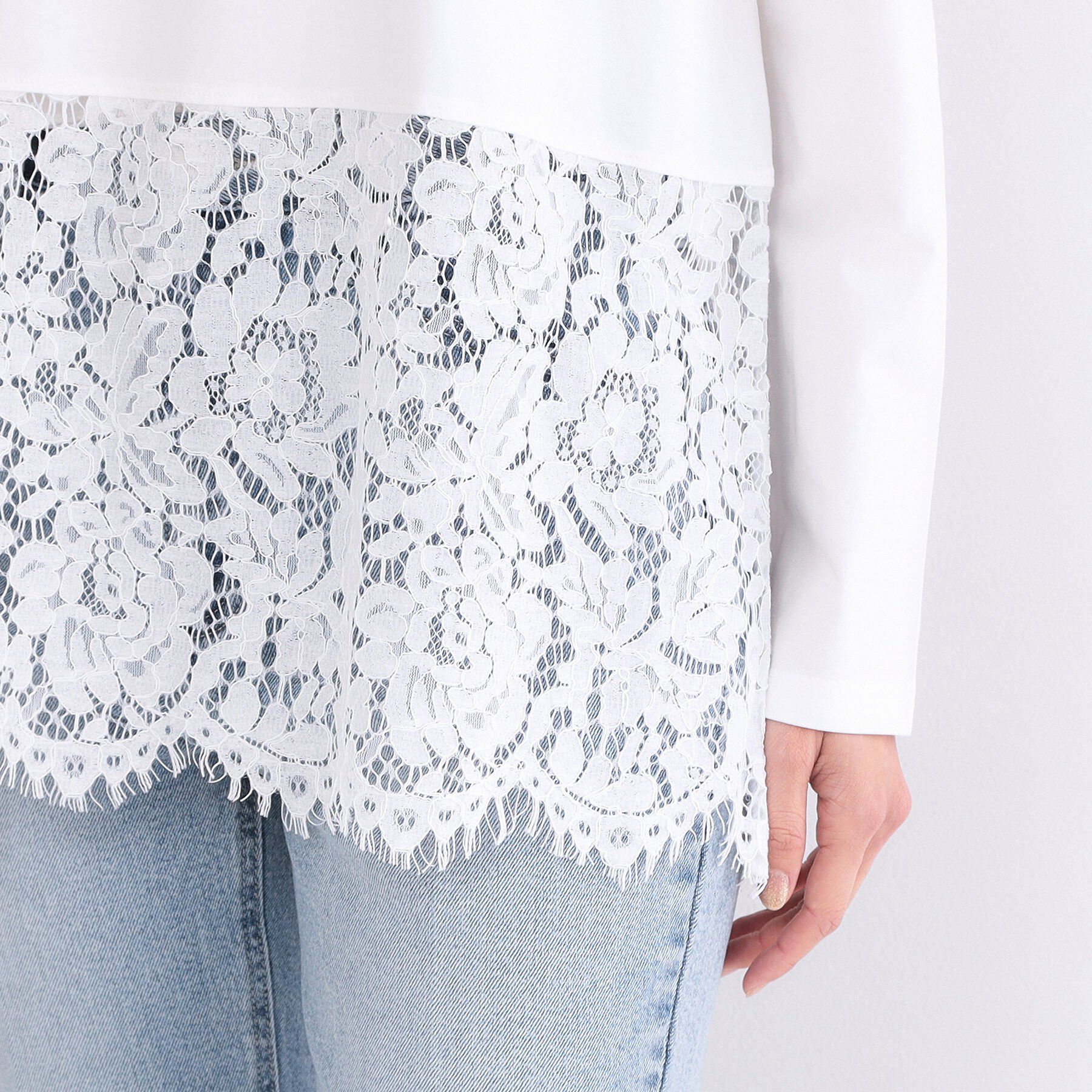 OPAQUE.CLIP「裾レースカットソー【洗濯機OK】」|Tシャツ・カットソー|