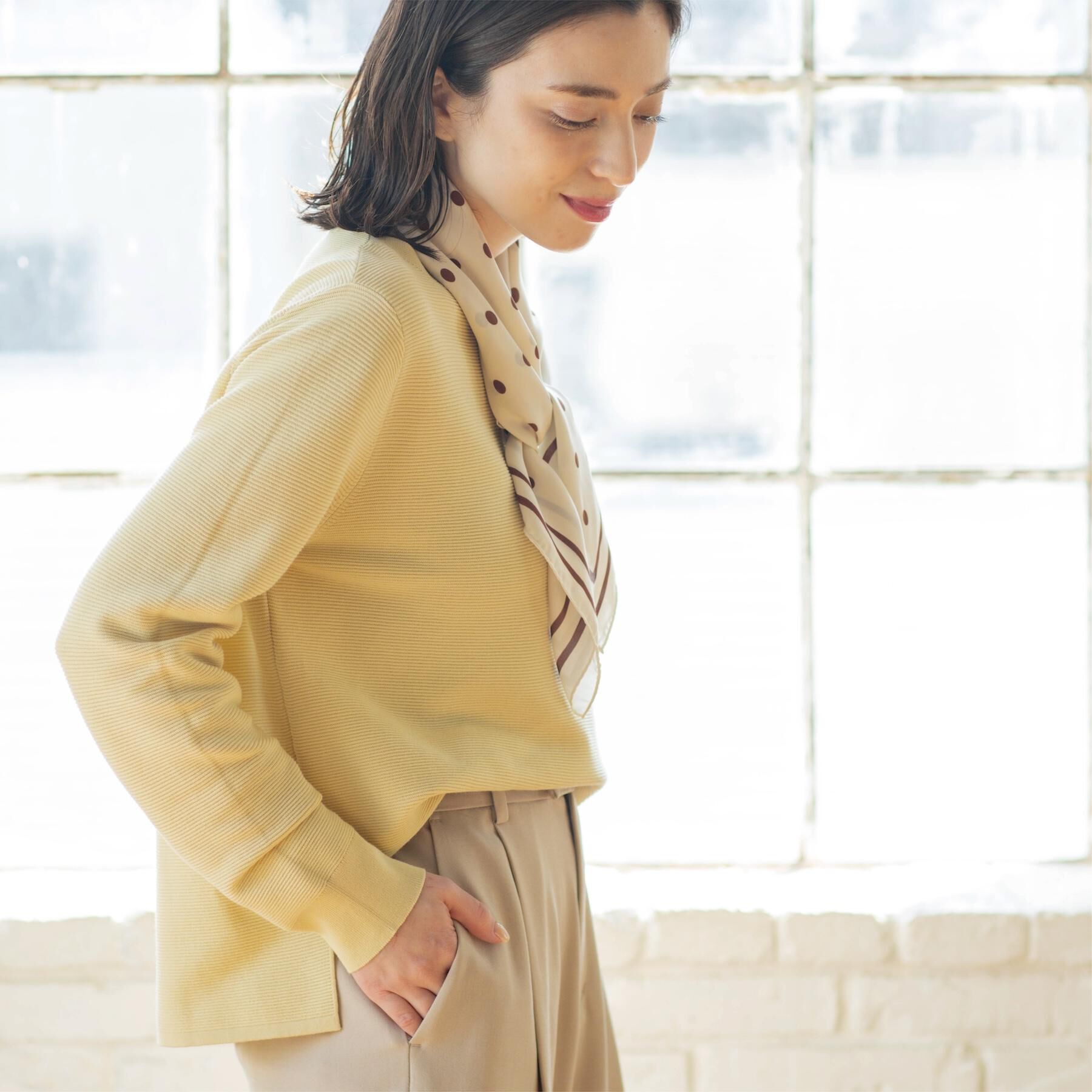 OPAQUE.CLIP「ボートネックガーターニット/オーガニックコットン混【洗濯機OK/UVケア】《6col》」|ニット・セーター|