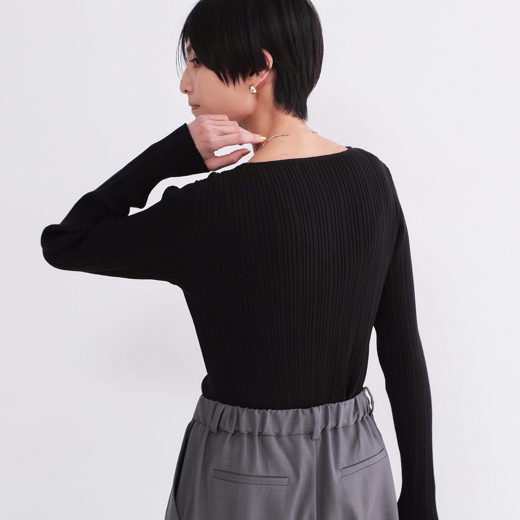 OPAQUE.CLIP「シルバー多ボタン ランダムリブニットカーディガン【洗濯機OK】」|カーディガン|