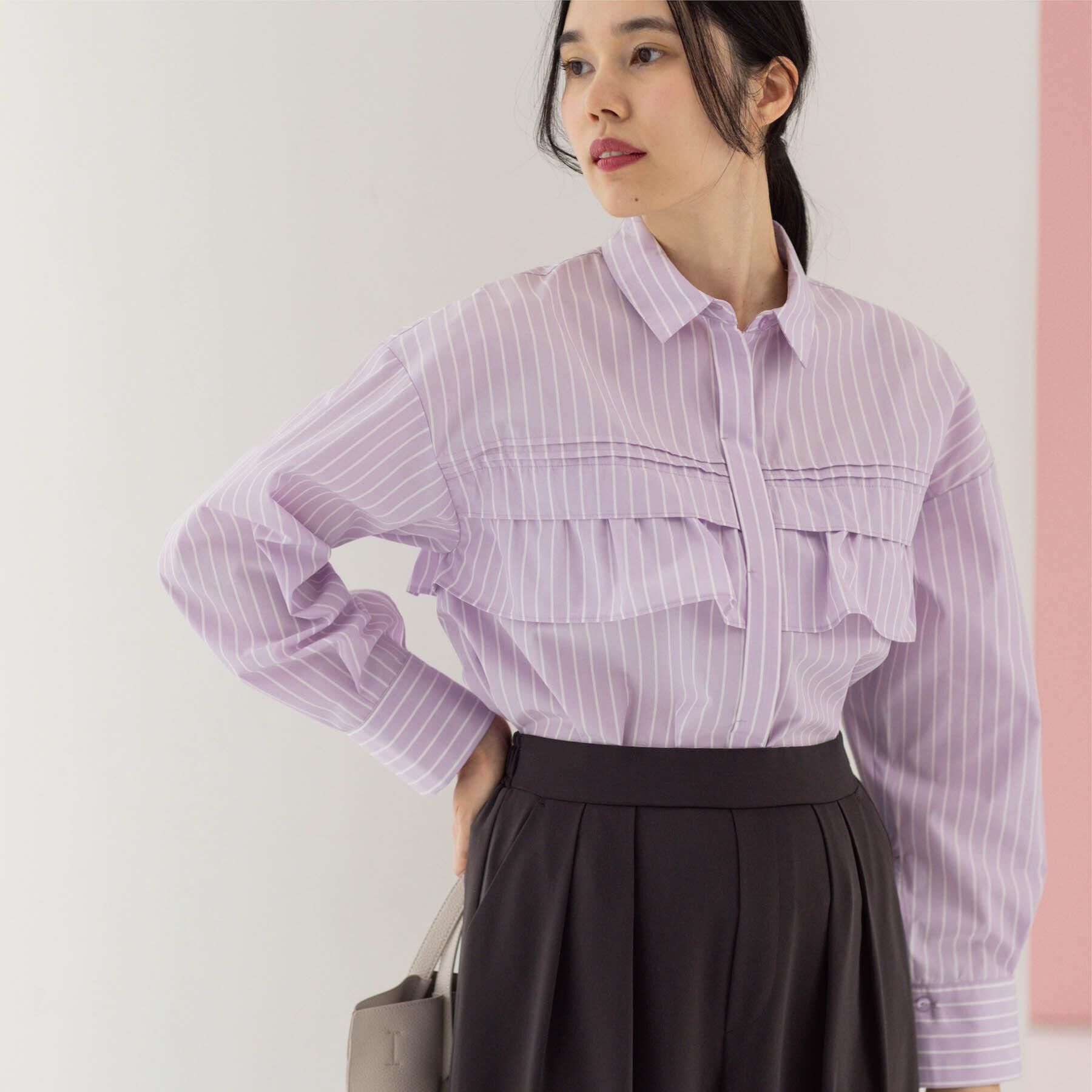 OPAQUE.CLIP「タックフリルシャツ【洗濯機OK】」|シャツ・ブラウス|