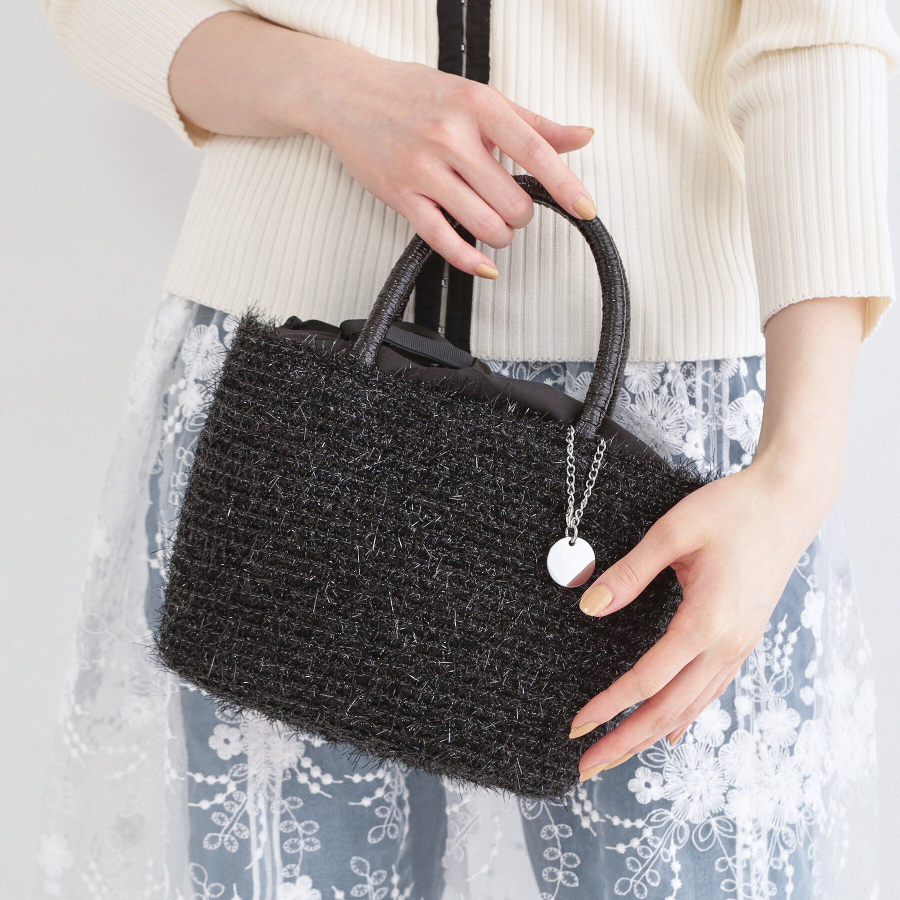 OPAQUE.CLIP「ラメバスケット調ミドルバッグ」|ハンドバッグ|