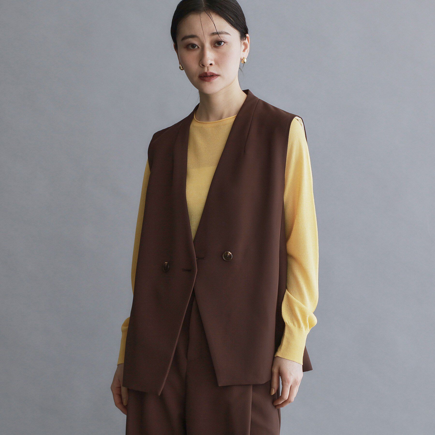 OPAQUE.CLIP「【es】ダブルブレストノーカラージレ/セットアップ対応可【洗える】」|ベスト・ジレ|