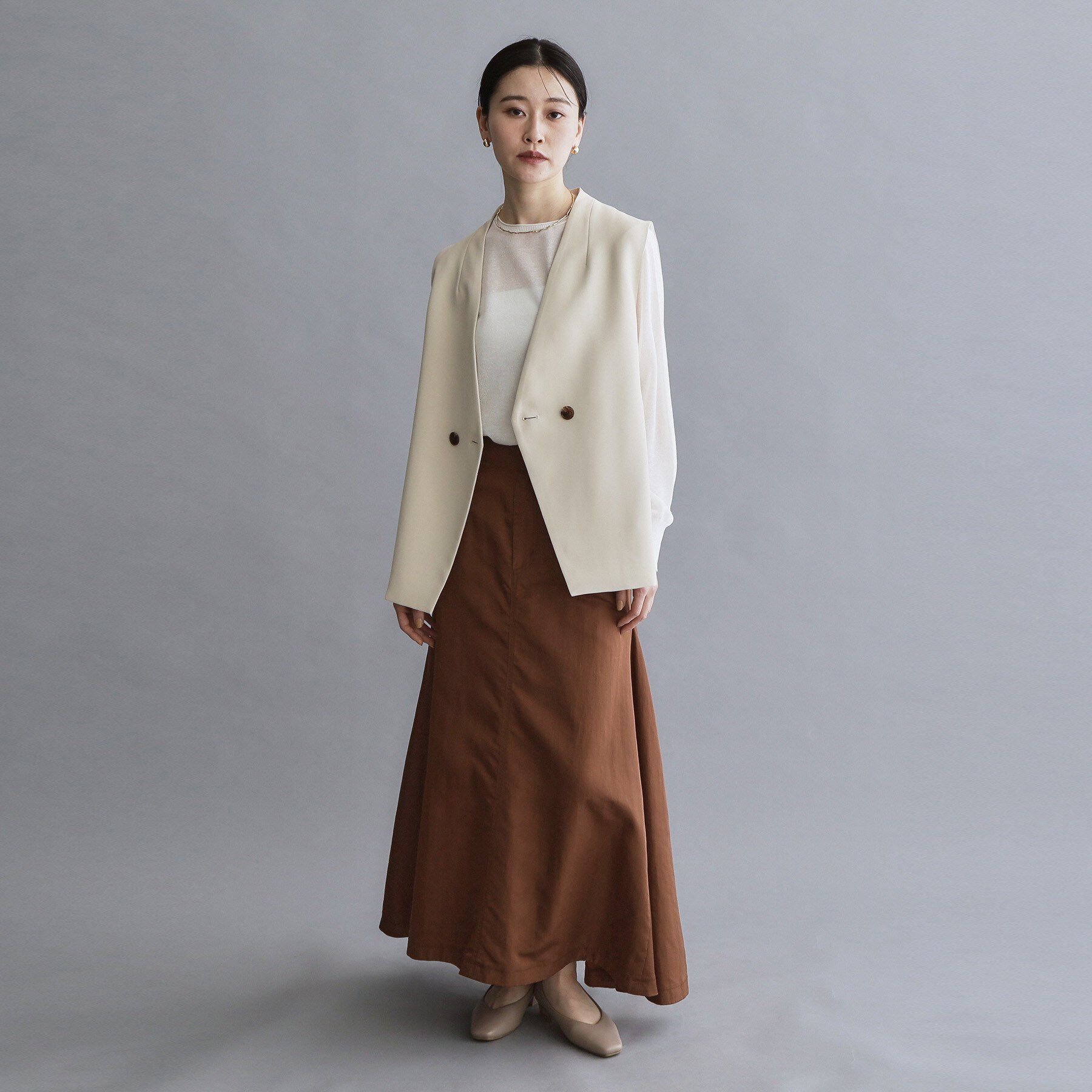 OPAQUE.CLIP「【es】ダブルブレストノーカラージレ/セットアップ対応可【洗える】」|ベスト・ジレ|