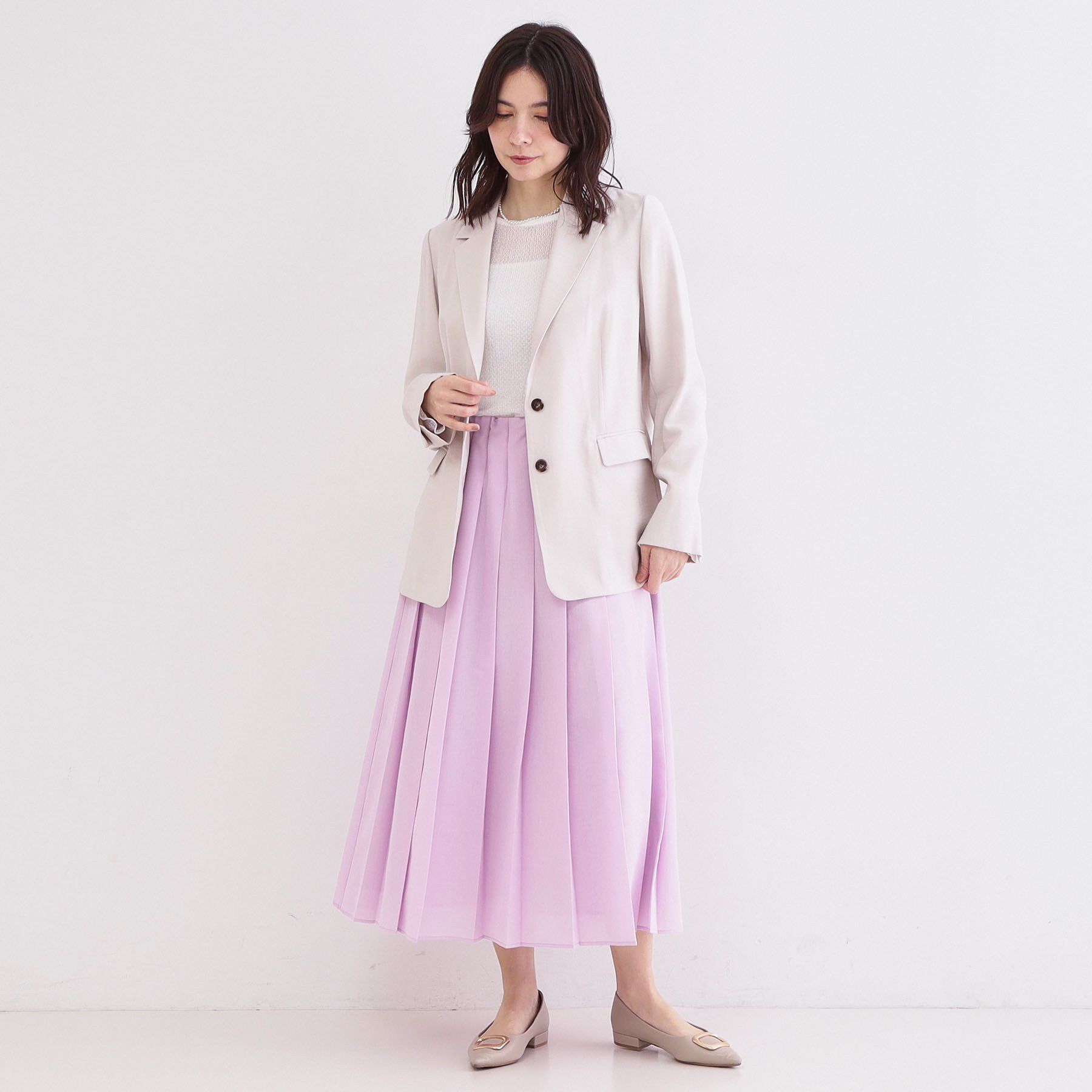 OPAQUE.CLIP「シアーリネンブレンドイージープリーツスカート【洗濯機OK】」|スカート|