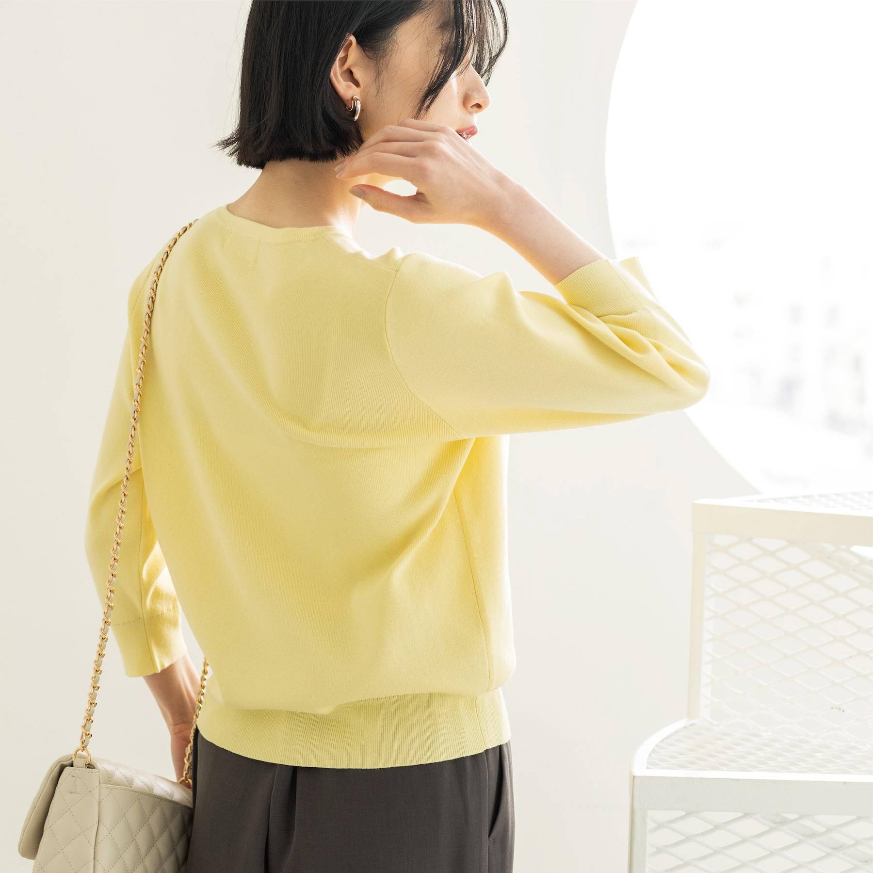 OPAQUE.CLIP「フリルヘンリーネックニット【洗濯機OK/抗ピル】」|ニット・セーター|