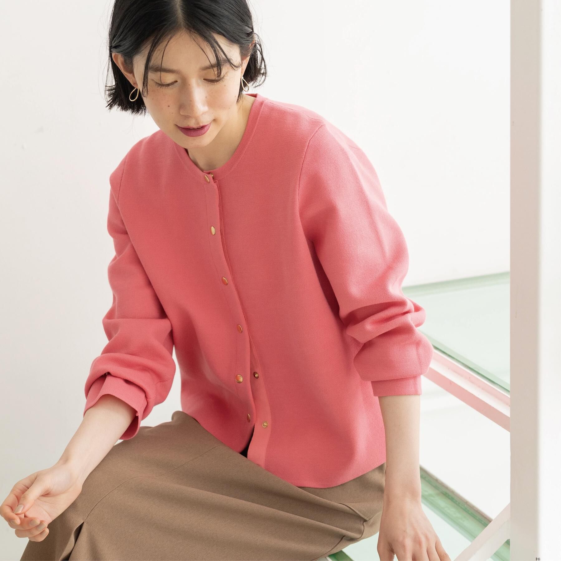 OPAQUE.CLIP「スナップボタンニットカーディガン【洗濯機OK/抗ピル】」|カーディガン|