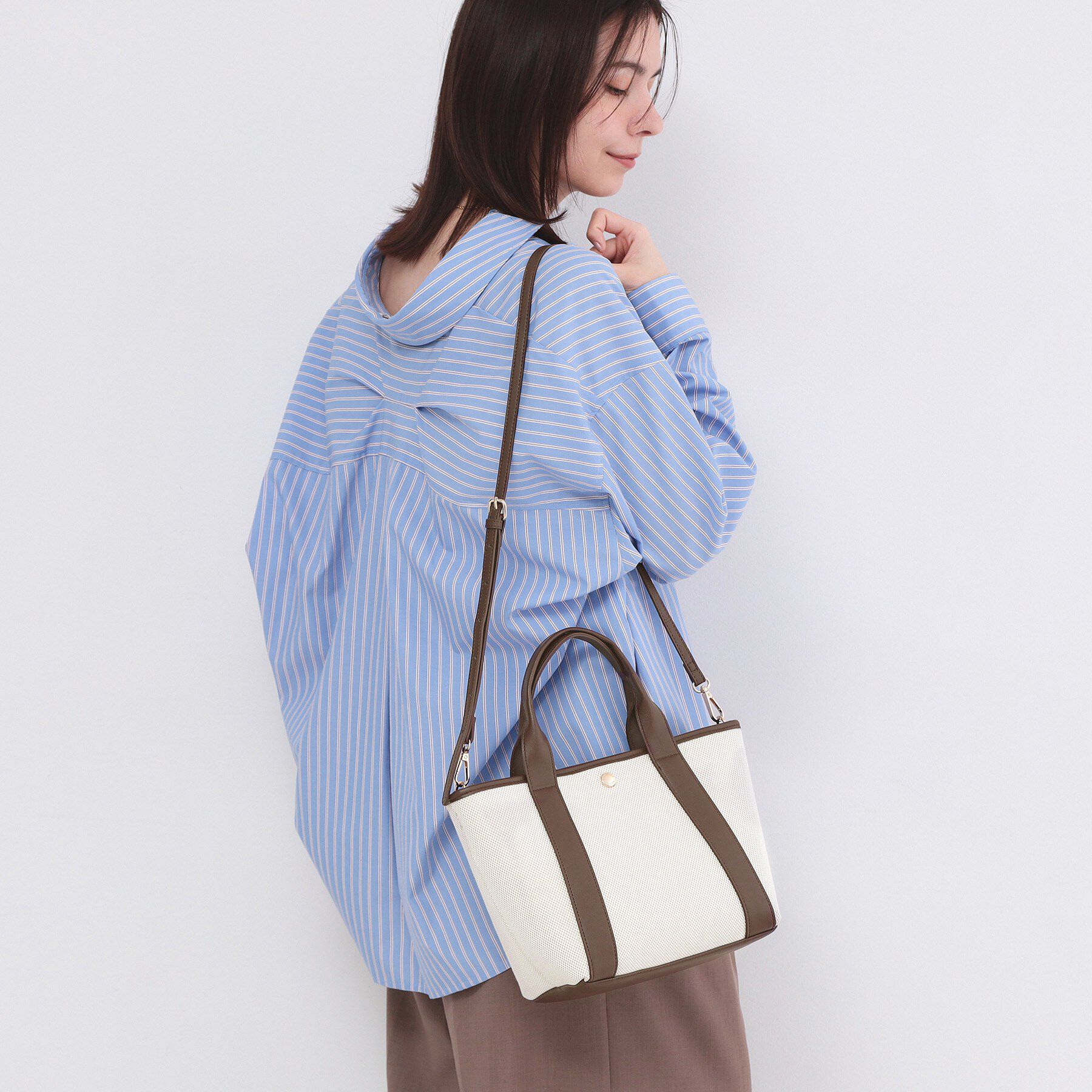 OPAQUE.CLIP「【2WAY】キャンバス&times;合皮コンビミドルトート」|トートバッグ|